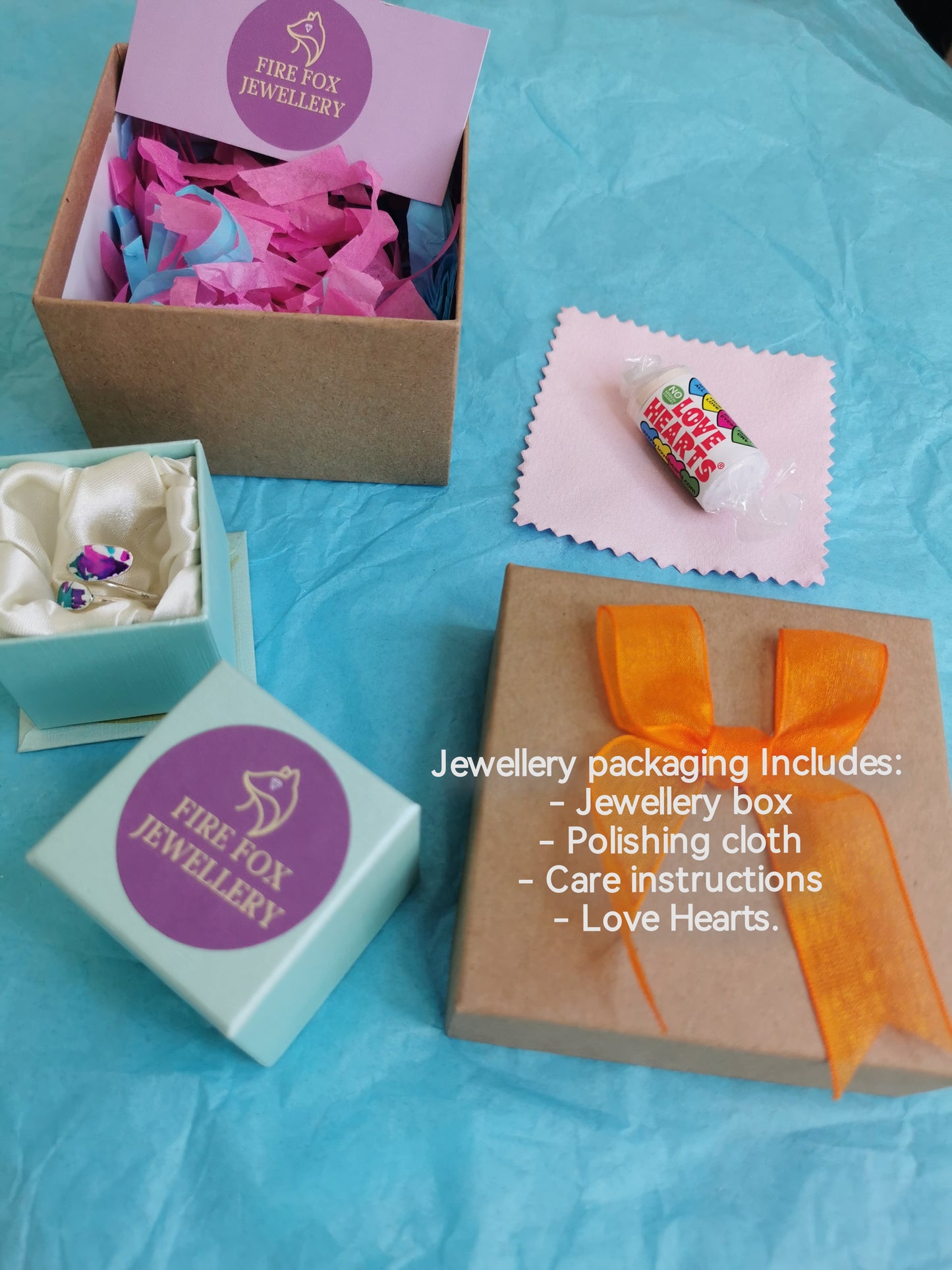 Hot Pink, Forget-Me-Not Blue and Butterscotch, Silver Wrap Around Ring.