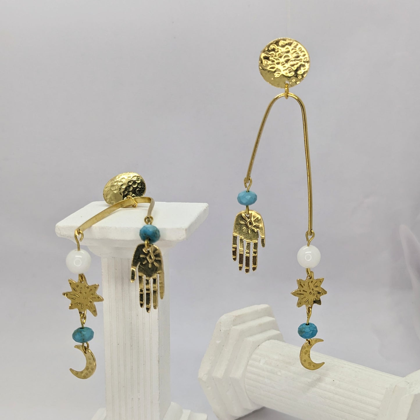 Manifest your Dreams. Raw Brass Celestial Earrings