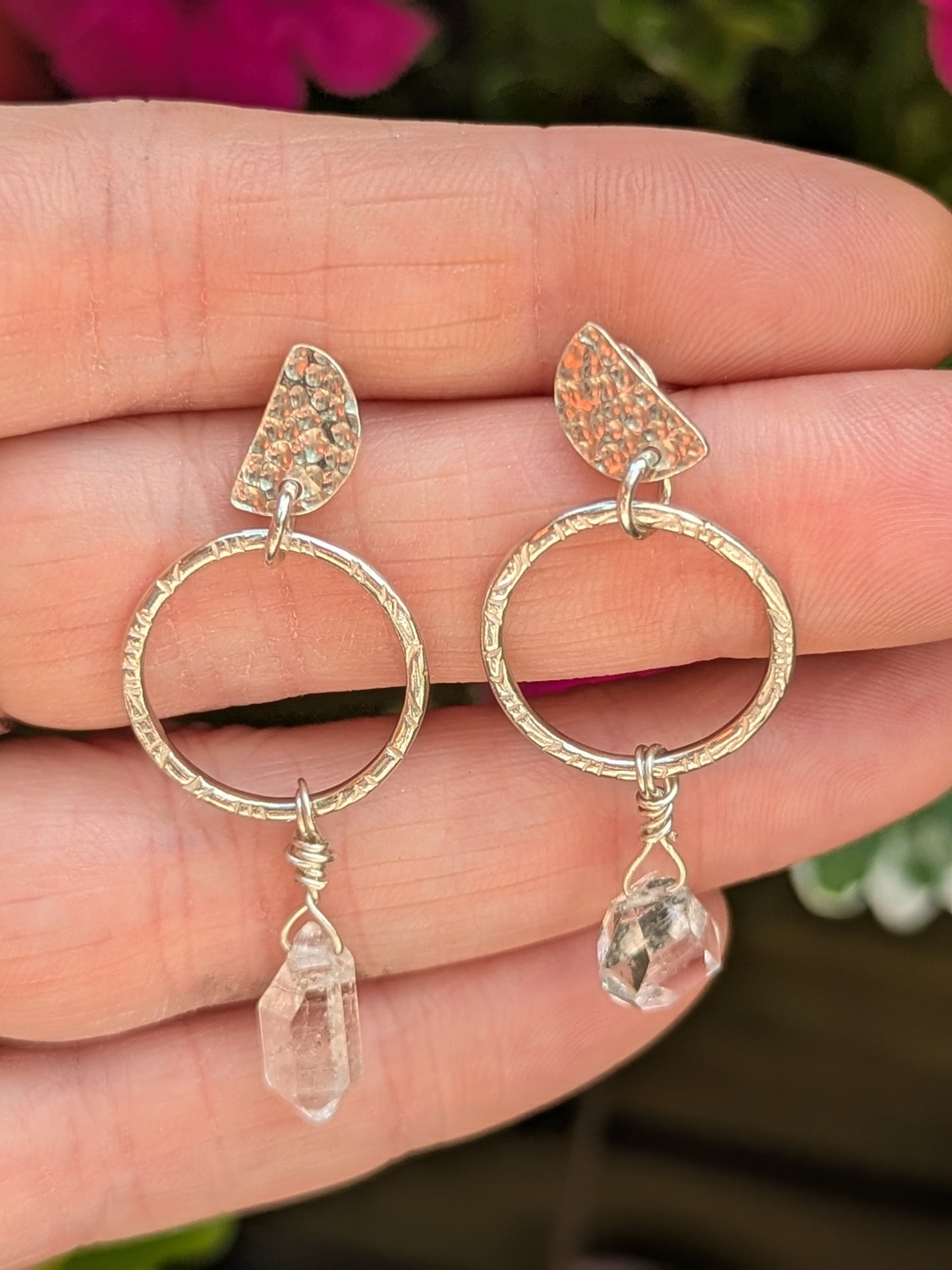Herkimer Diamond Half Moon Earrings