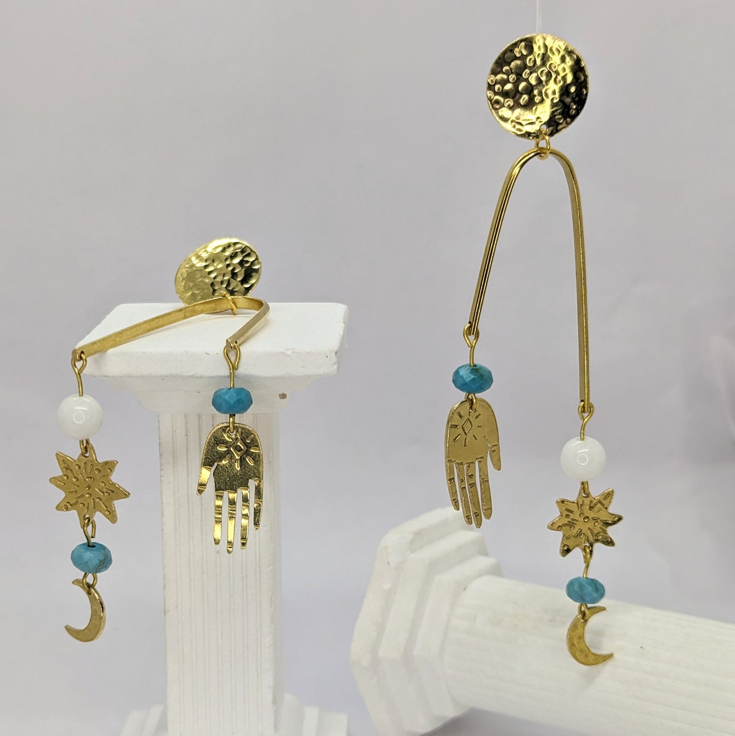 Manifest your Dreams. Raw Brass Celestial Earrings