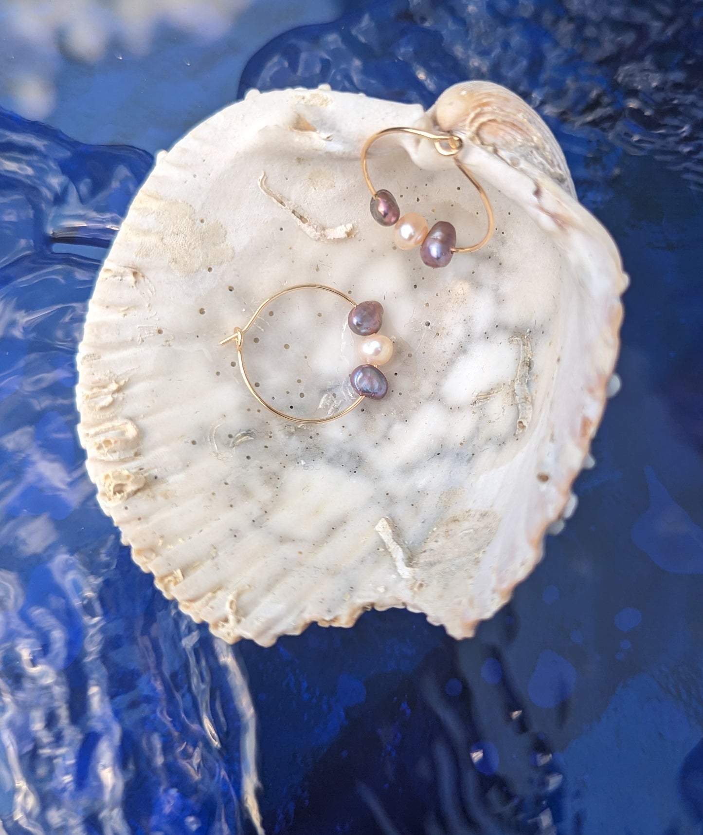 Dainty Freshwater Pearls Hoop Earrings