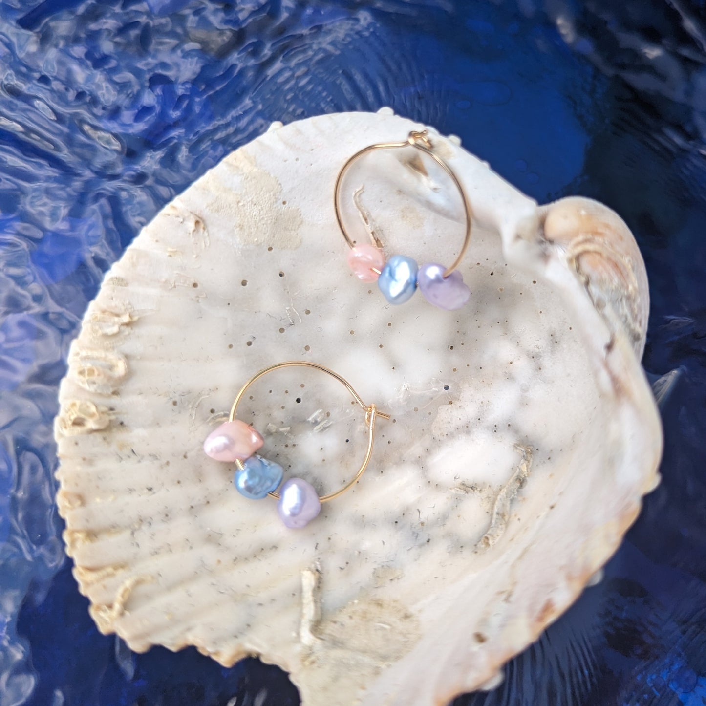 Dainty Keshi Freshwater Pearls Hoop Earrings