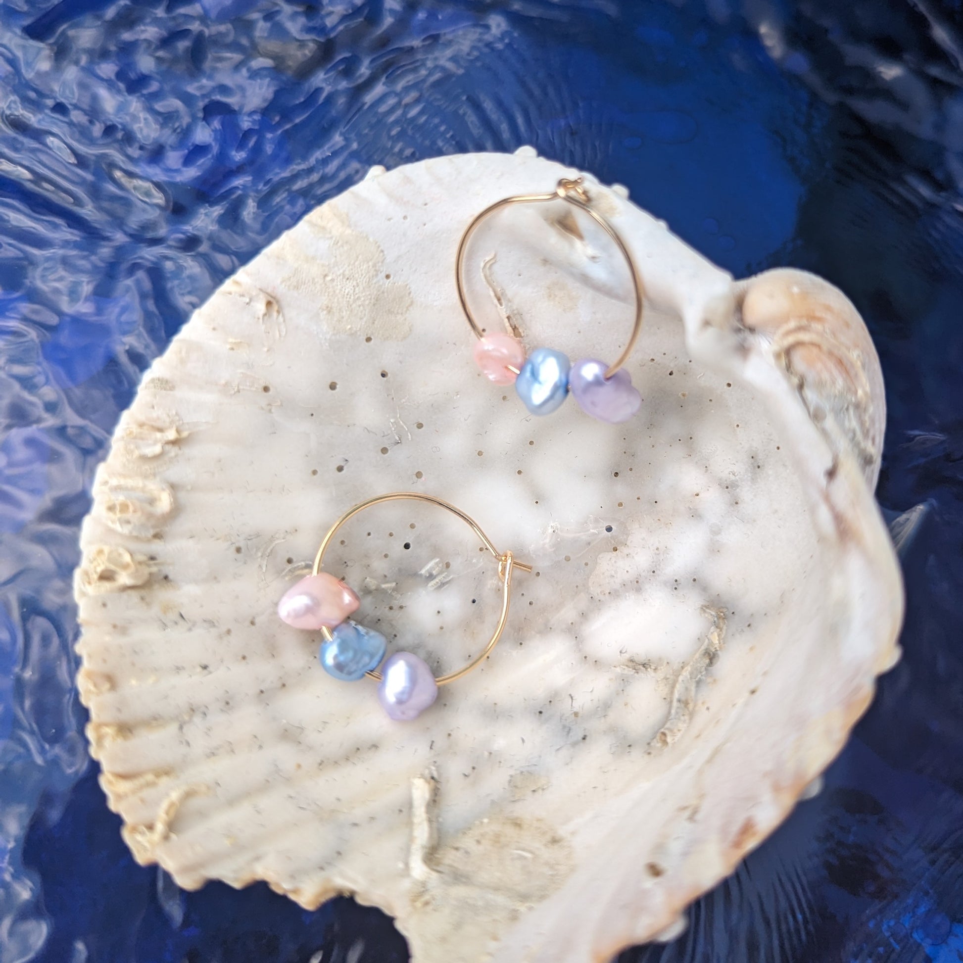 Dainty Keshi Freshwater Pearls Hoop Earrings