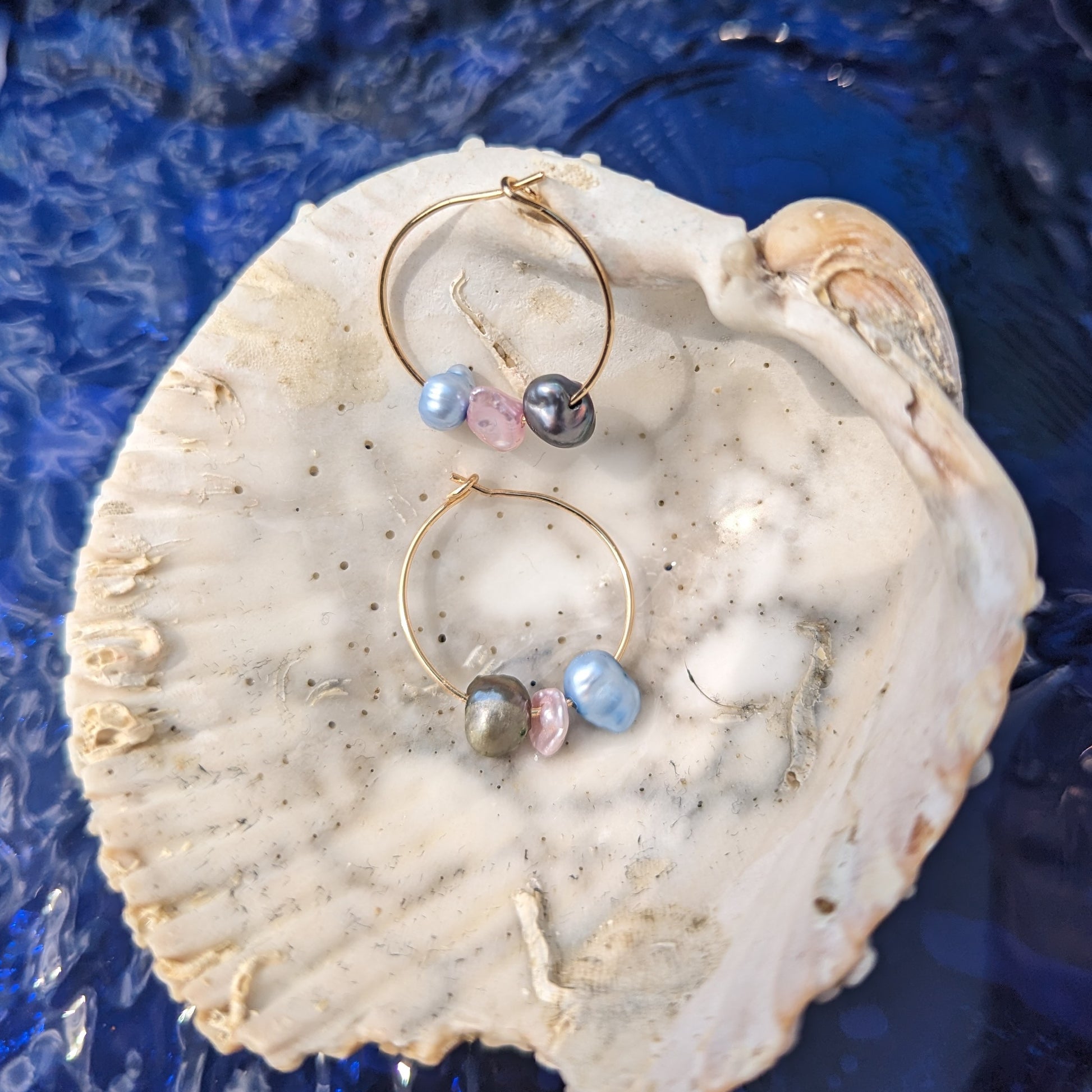 Dainty Freshwater Pearls Hoop Earrings