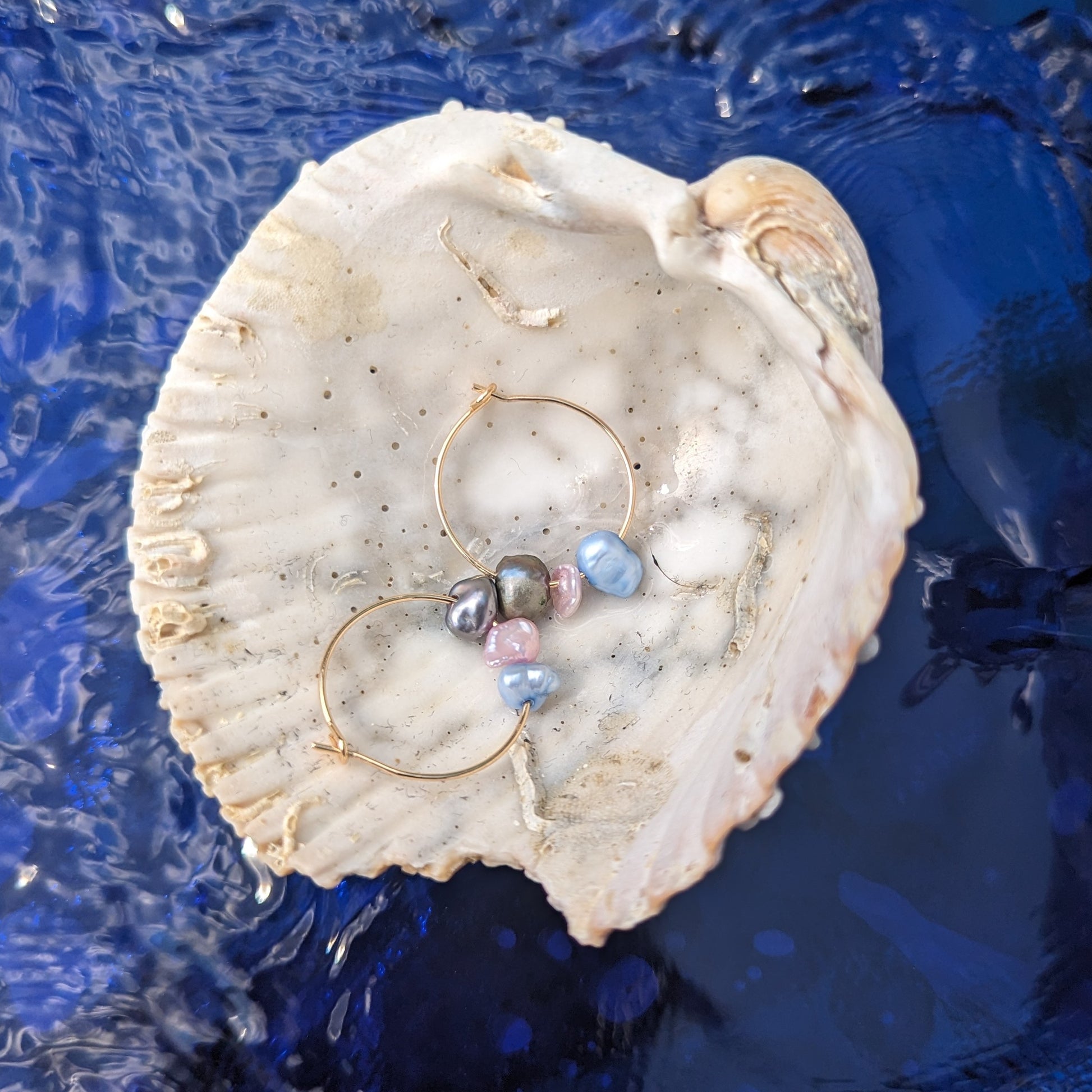 Dainty Freshwater Pearls Hoop Earrings