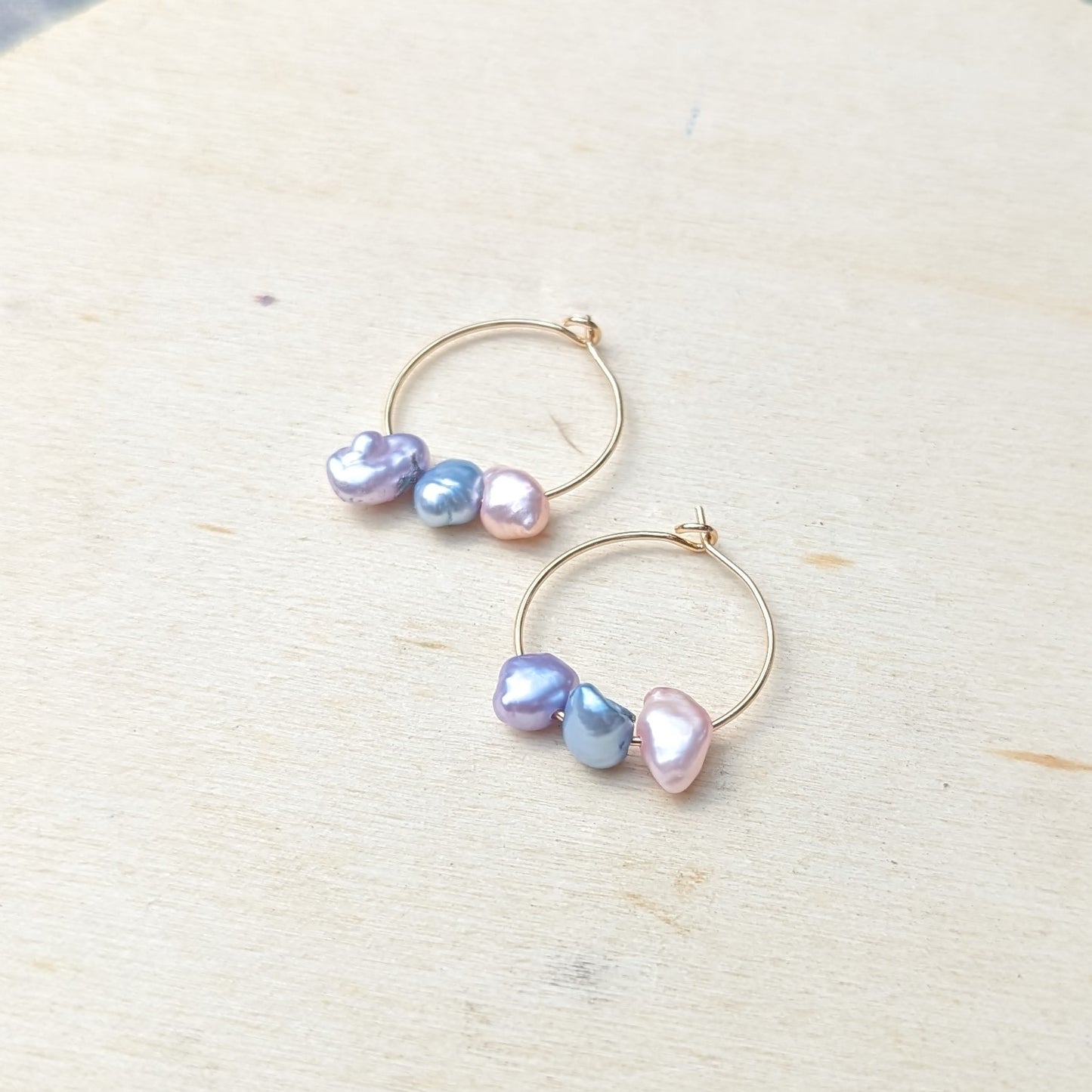 Dainty Keshi Freshwater Pearls Hoop Earrings