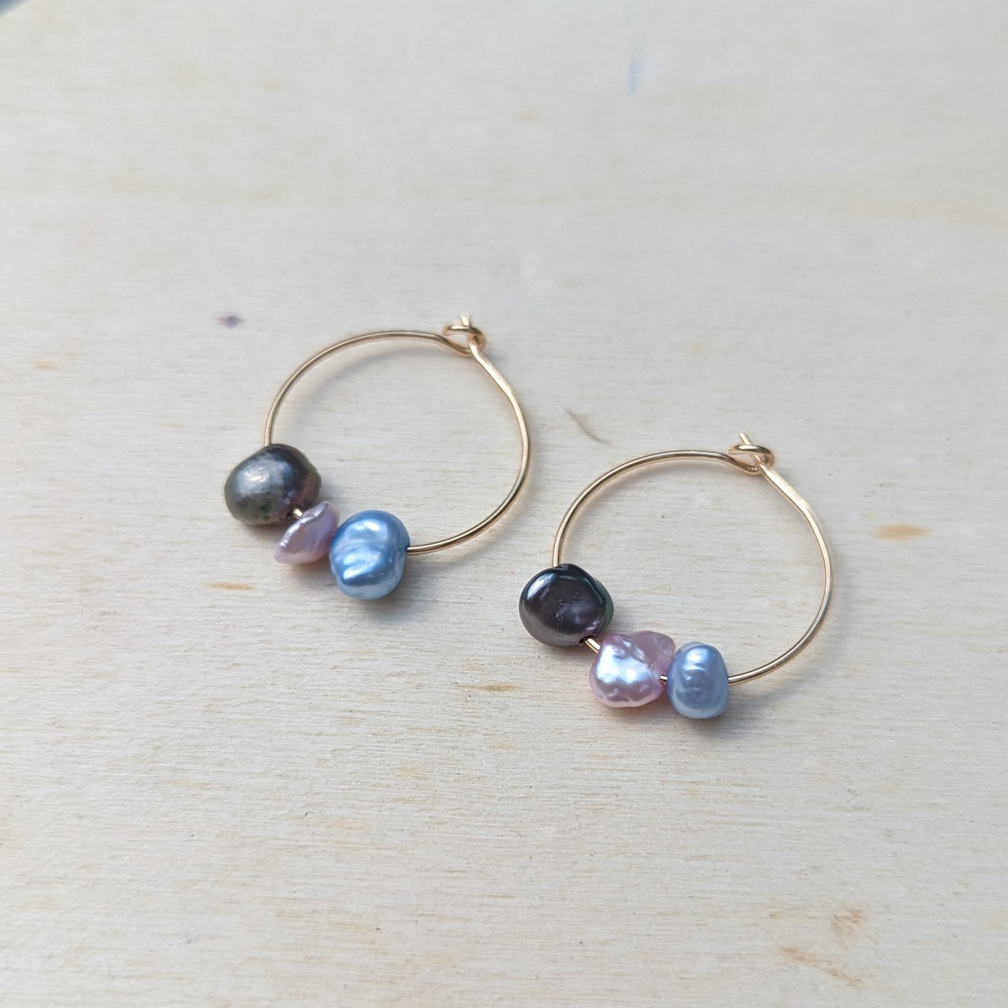 Dainty Freshwater Pearls Hoop Earrings
