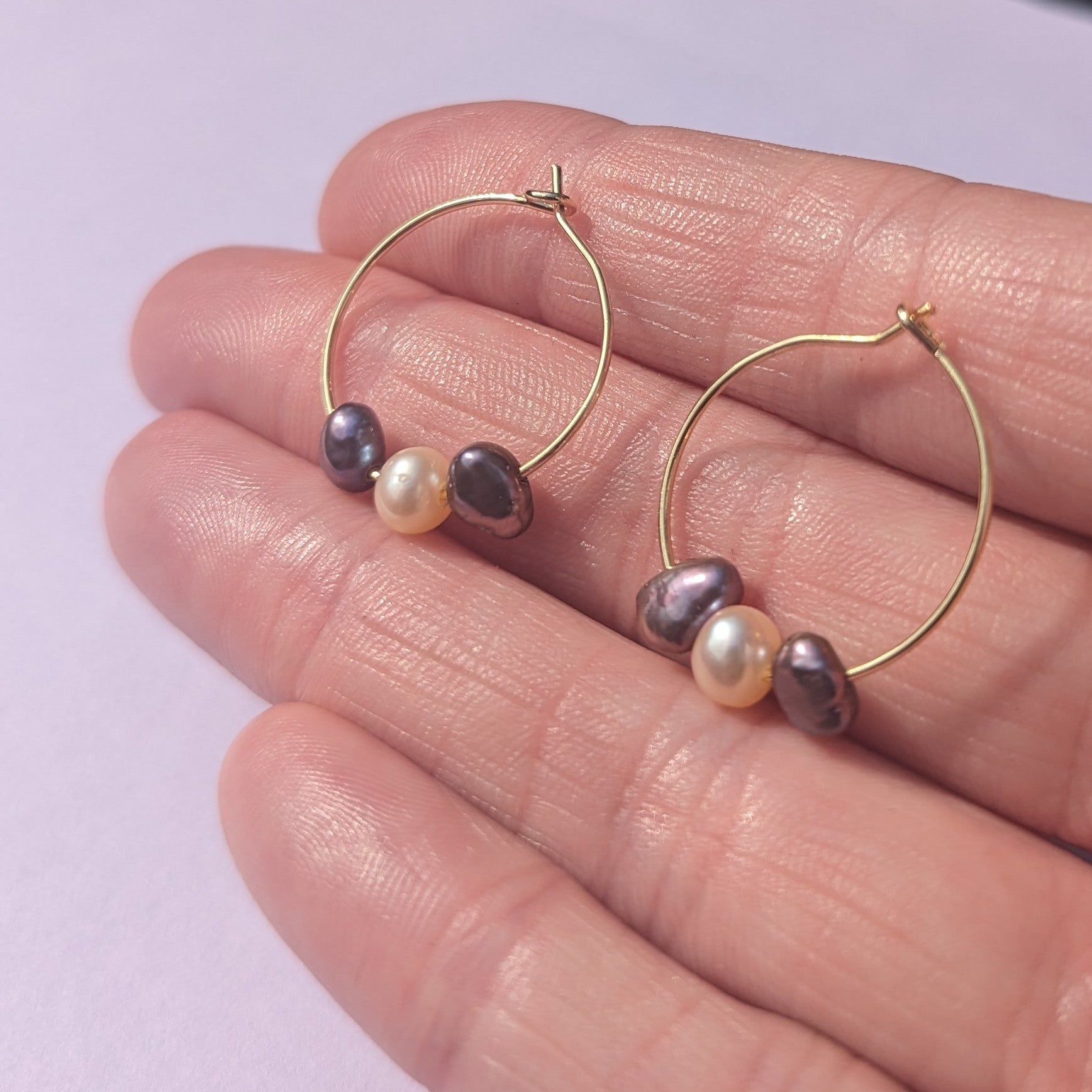 Dainty Freshwater Pearls Hoop Earrings