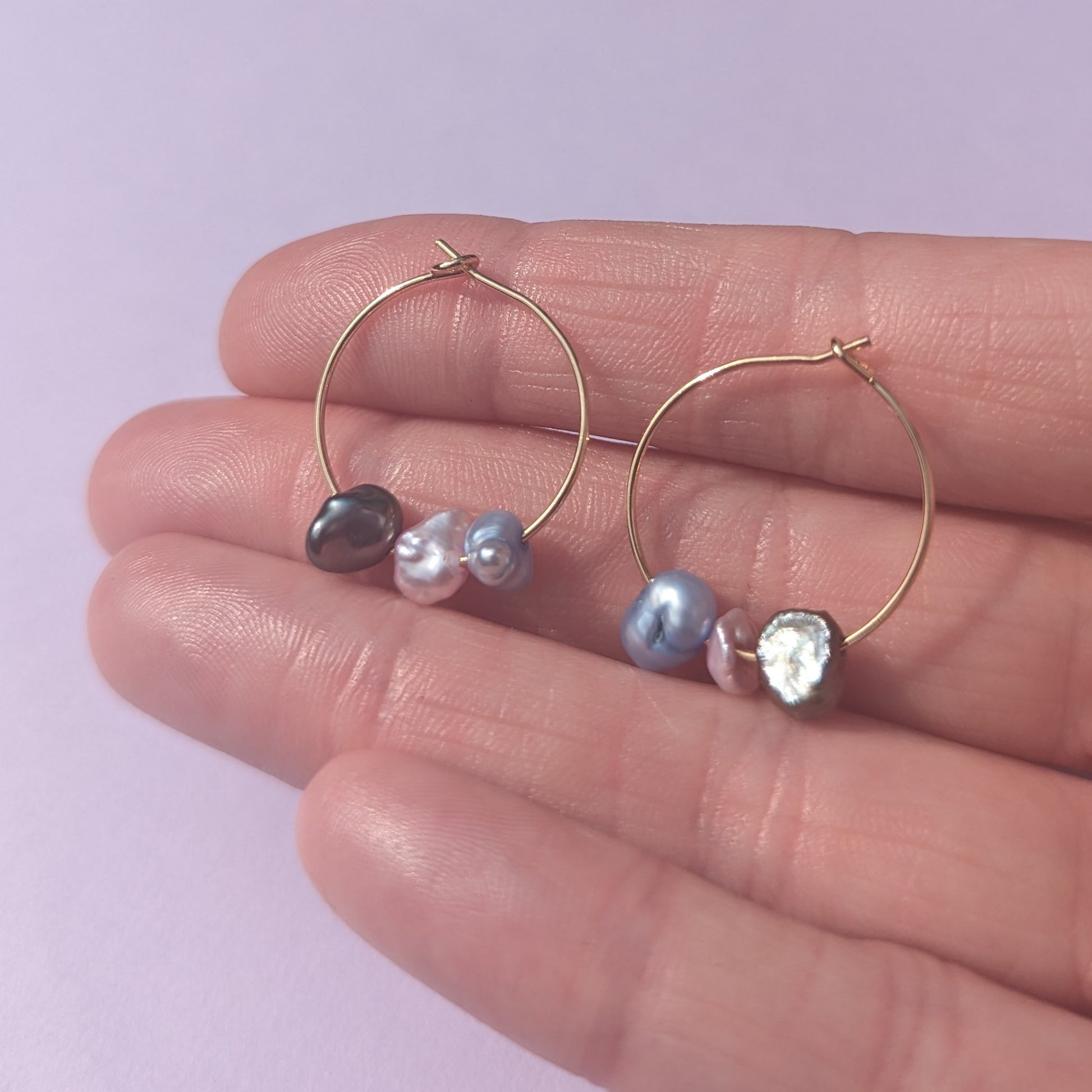 Dainty Freshwater Pearls Hoop Earrings