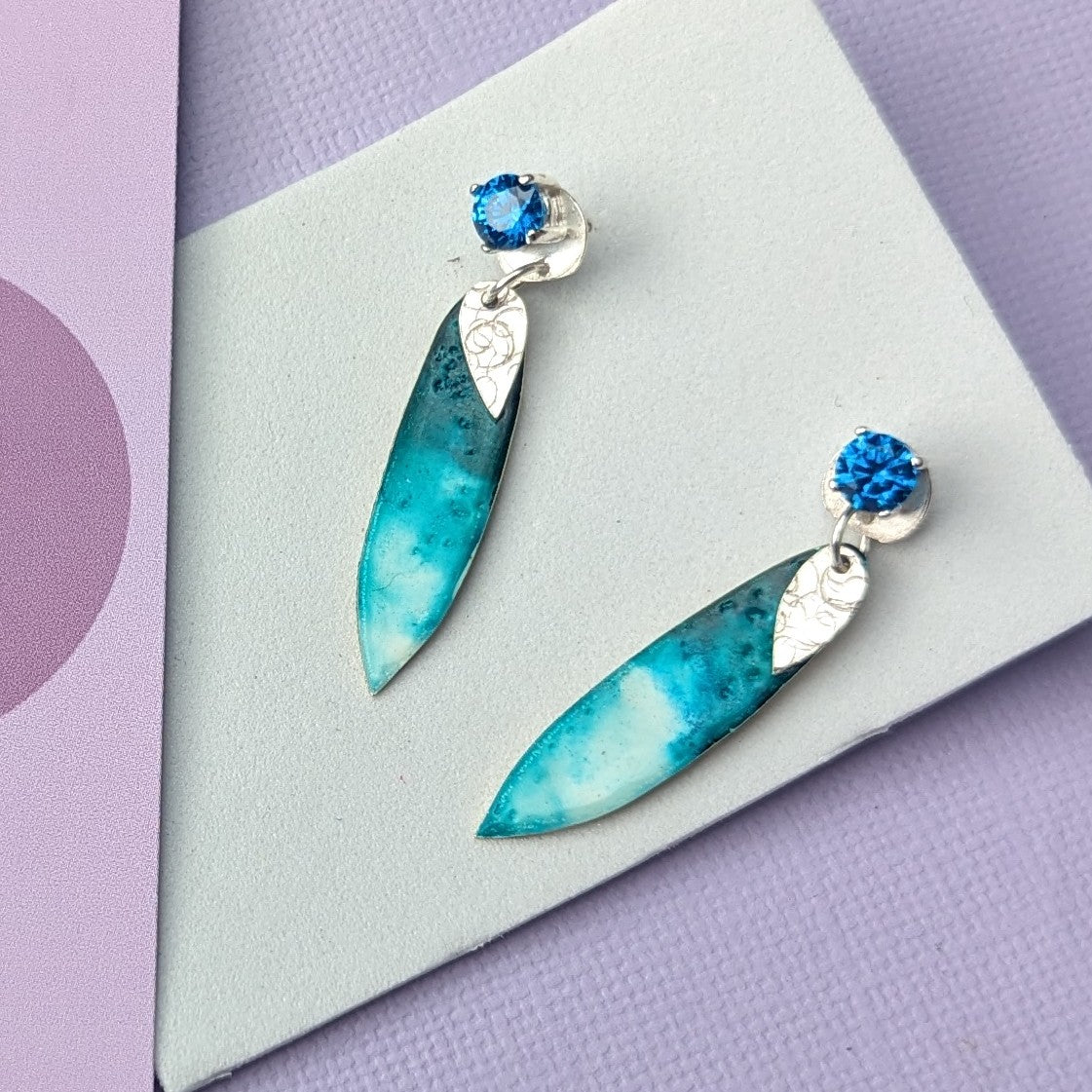Ocean Blue Earrings with Blue Cubic Zirconia 