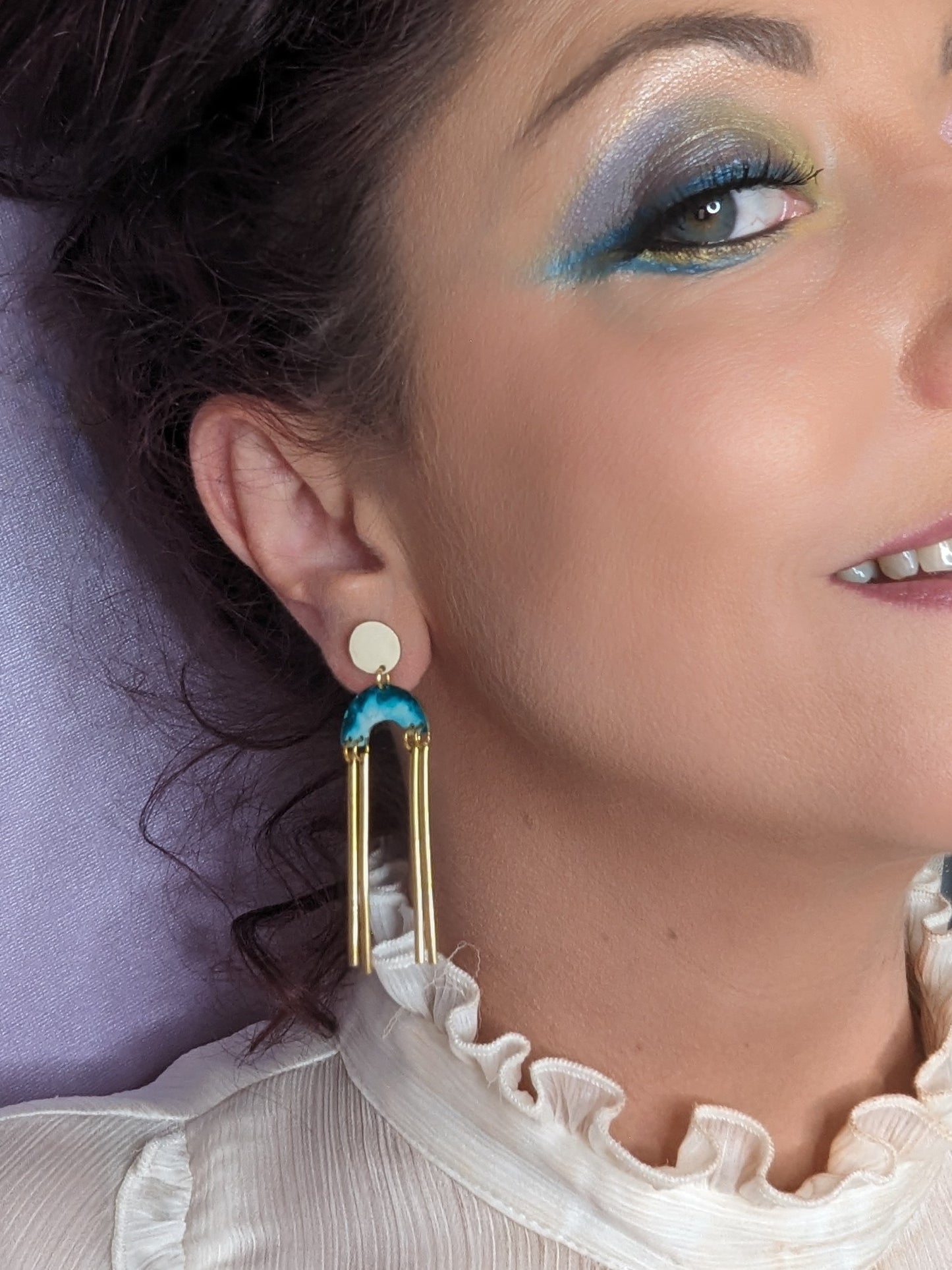 Ocean Blue/Turquoise Abstract Dangle Earrings.