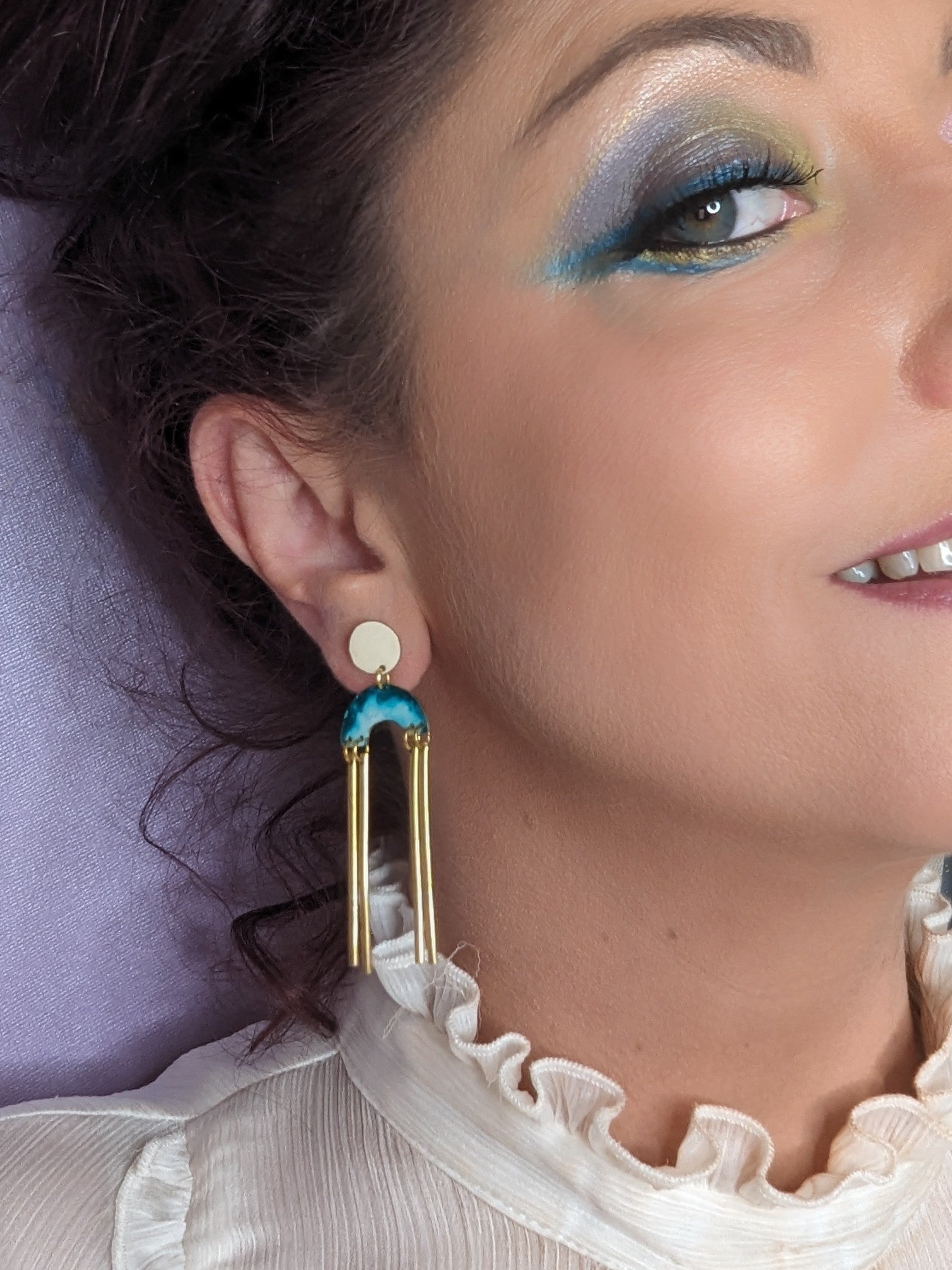 Ocean Blue/Turquoise Abstract Dangle Earrings.