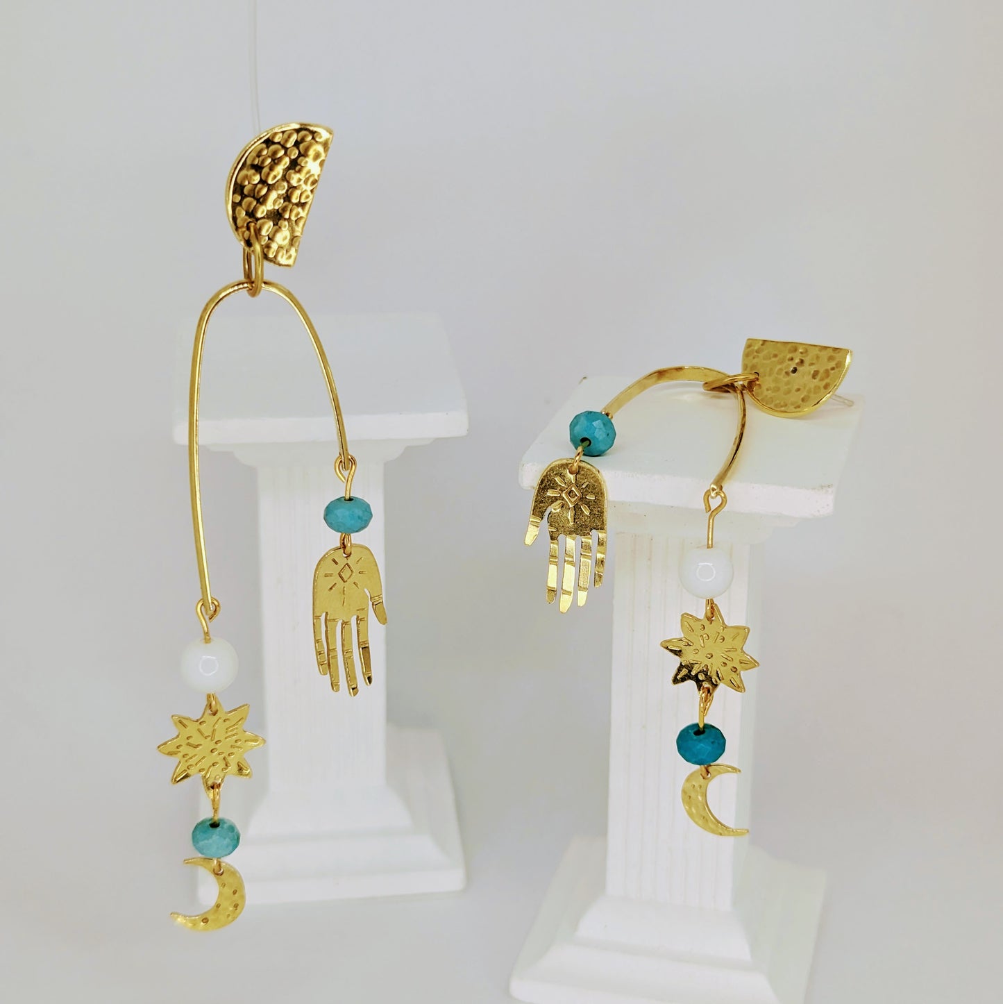 Manifest your Dreams. Raw Brass Celestial Earrings