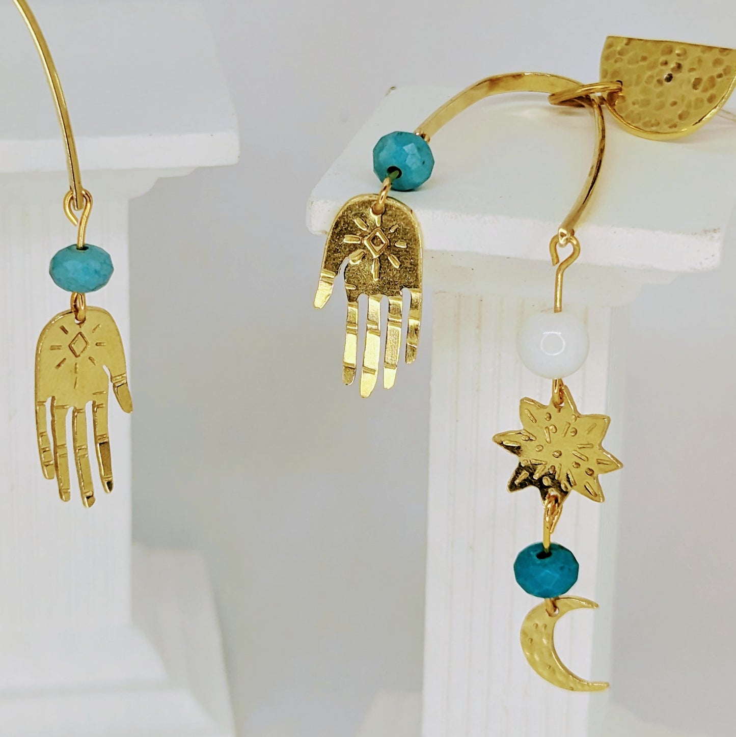 Manifest your Dreams. Raw Brass Celestial Earrings