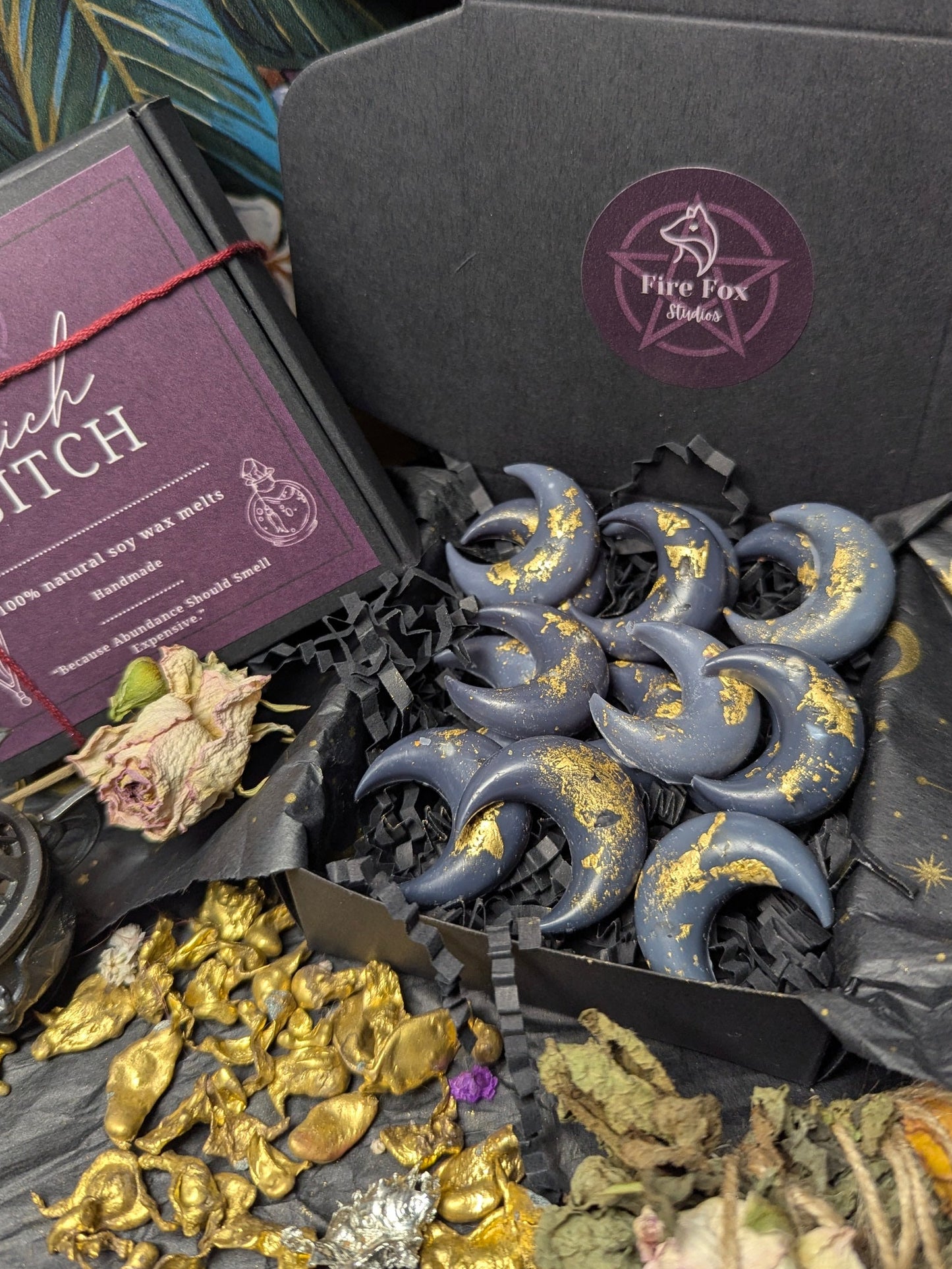 Rich Witch Wax Melts 15 Dark Moon Melts 24karat Gold and Citrine. Baccarat inspired Rouge 540 Luxury Fragrance Wax Melts