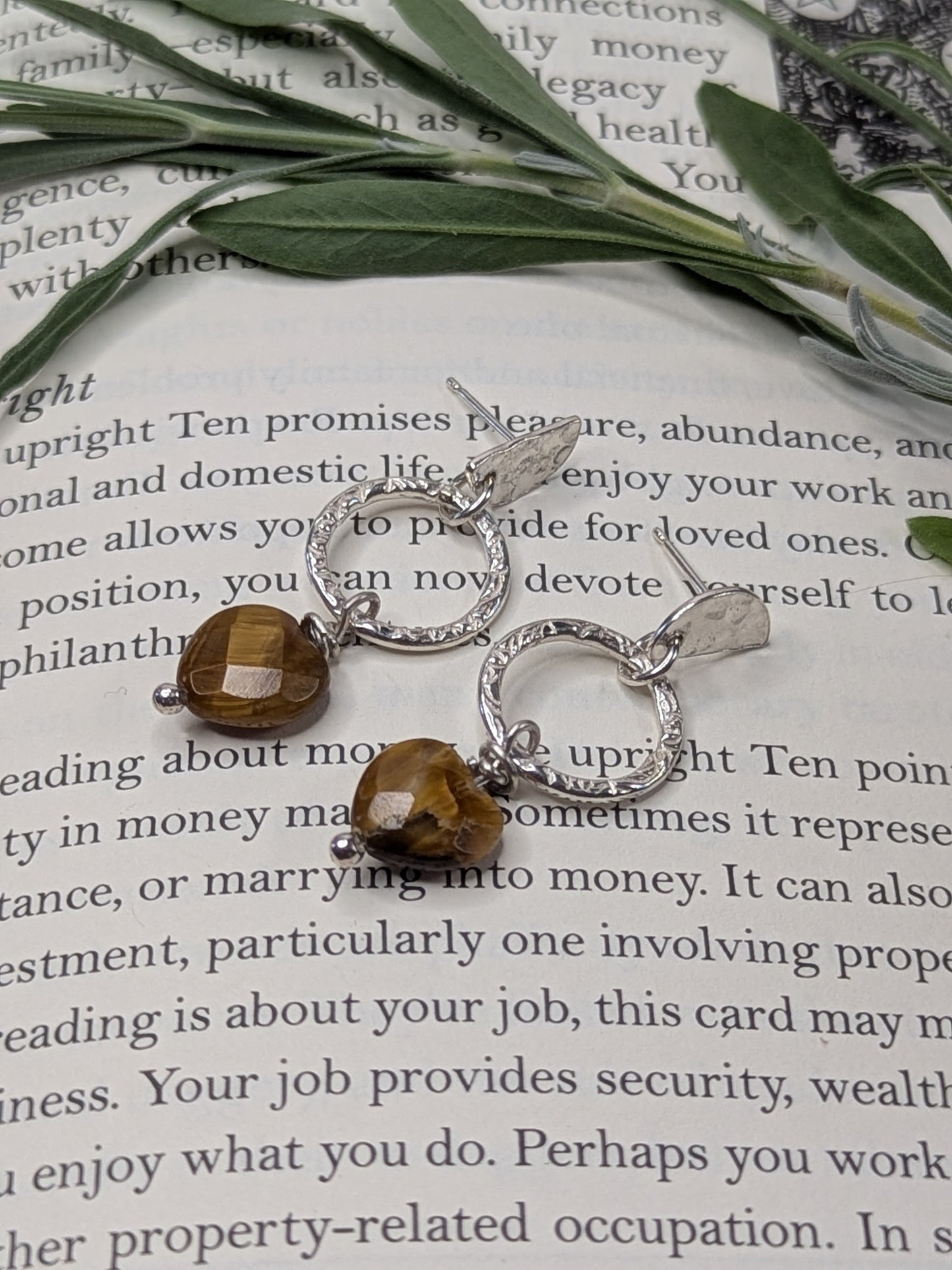 Tiger’s Eye Heart Earrings — Abundance, Strength & Balance from Silver Moons Studs.