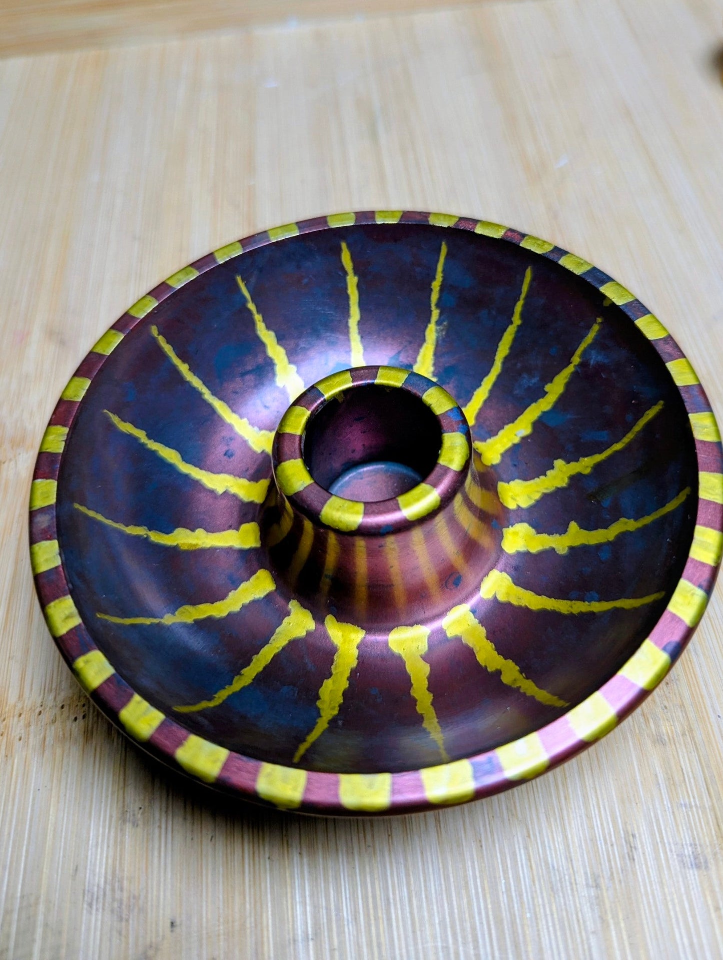 Celestial Handcrafted Ritual Candle Bowls with Gold Accents Unique Design for Spiritual Practices Hand Painted Cast from Jesmonite