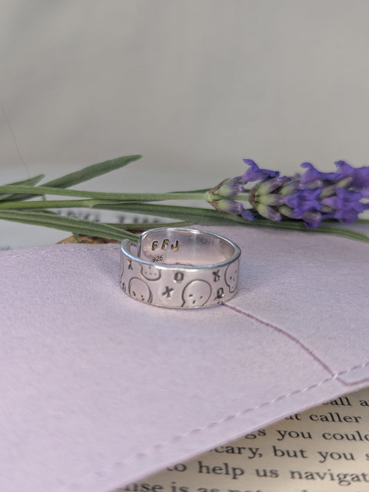 Chunky Silver Skull Rings. Adjustable Size L to N