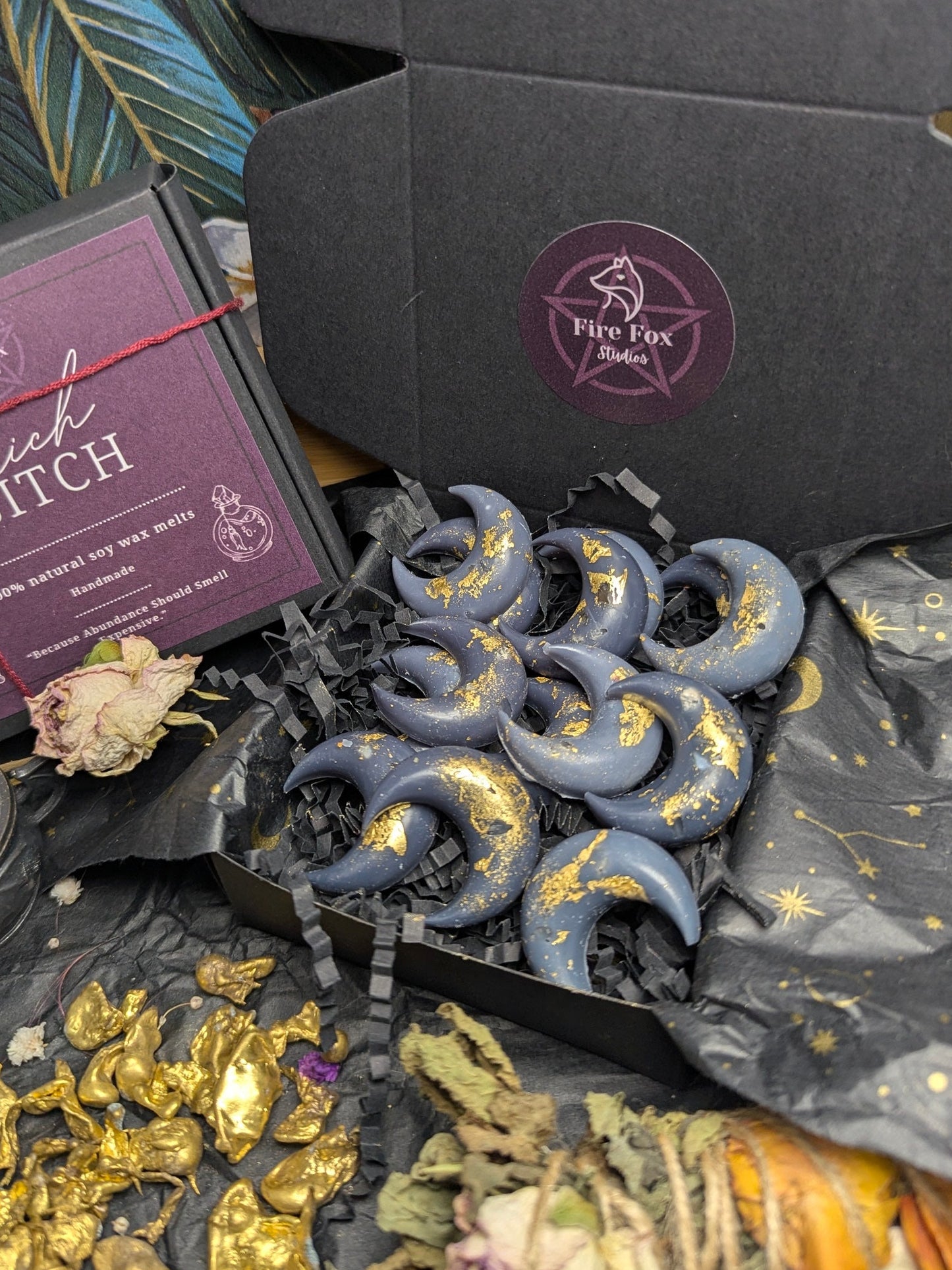 Rich Witch Wax Melts 15 Dark Moon Melts 24karat Gold and Citrine. Baccarat inspired Rouge 540 Luxury Fragrance Wax Melts