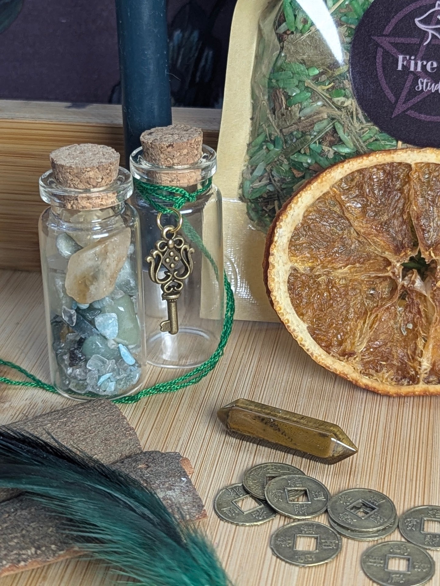 Money Bowl Manifestation Spell Kit Charged for Abundance Prosperity Luck with Green Rice 8 Chinese Coins Spell Jars Candles Crystals Incense Gift Set