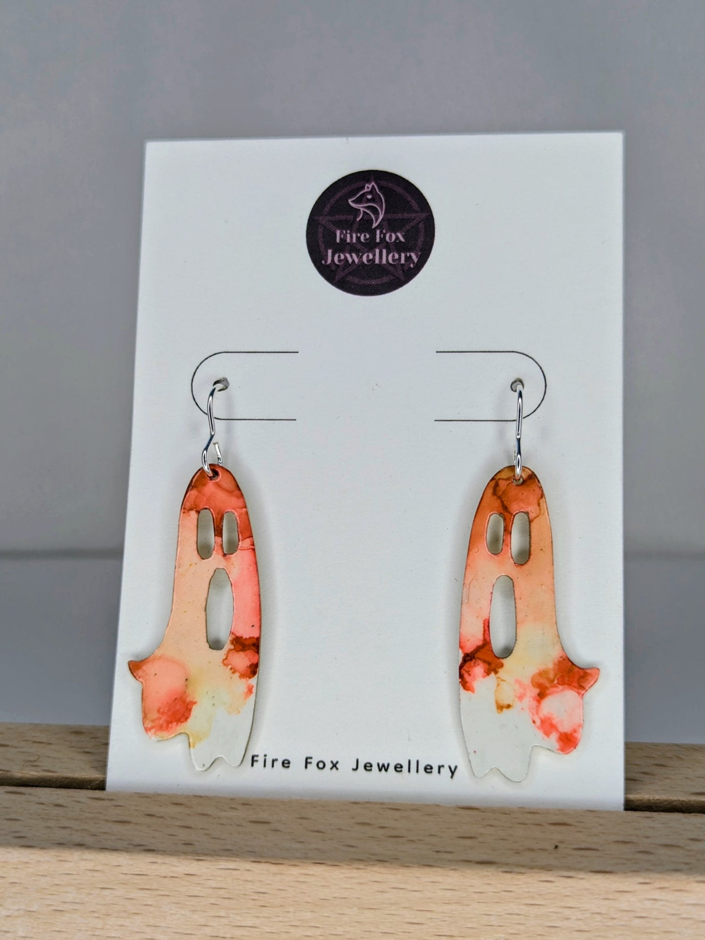 Enamel Ghost Earrings: Handmade Sterling Silver Hooks, Gothic Jewellery