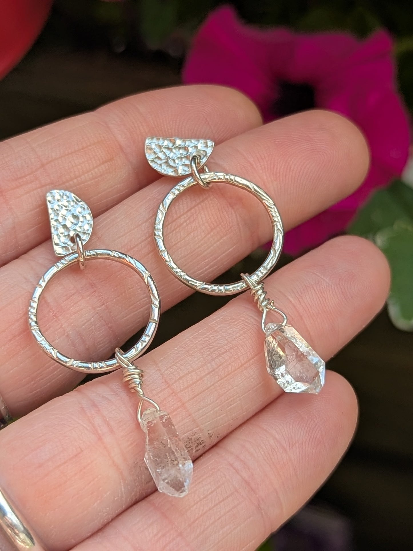 Herkimer Diamond Half Moon Earrings