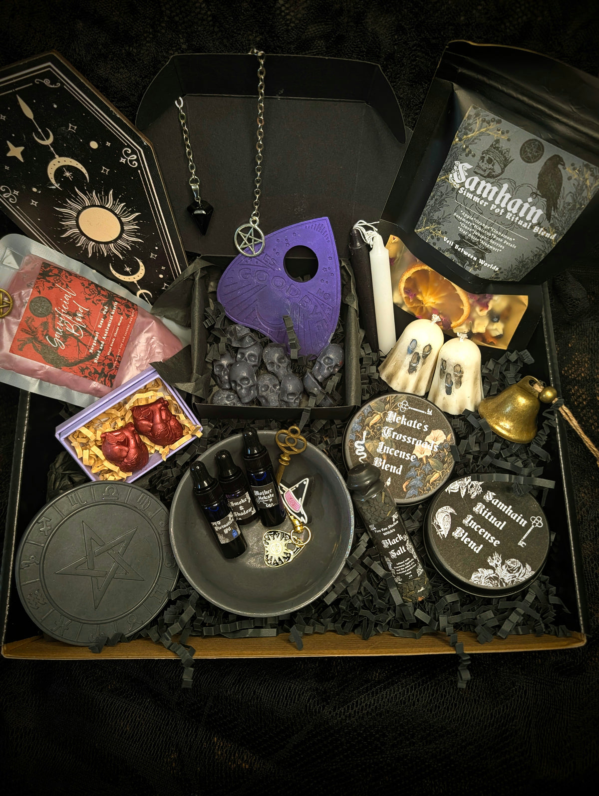Wake the Dead Samhain Ritual Box Witchcraft Ritual Gift Box Candles, Incense, Ritual Oils, Wax Melts & Altar Tools. Halloween,