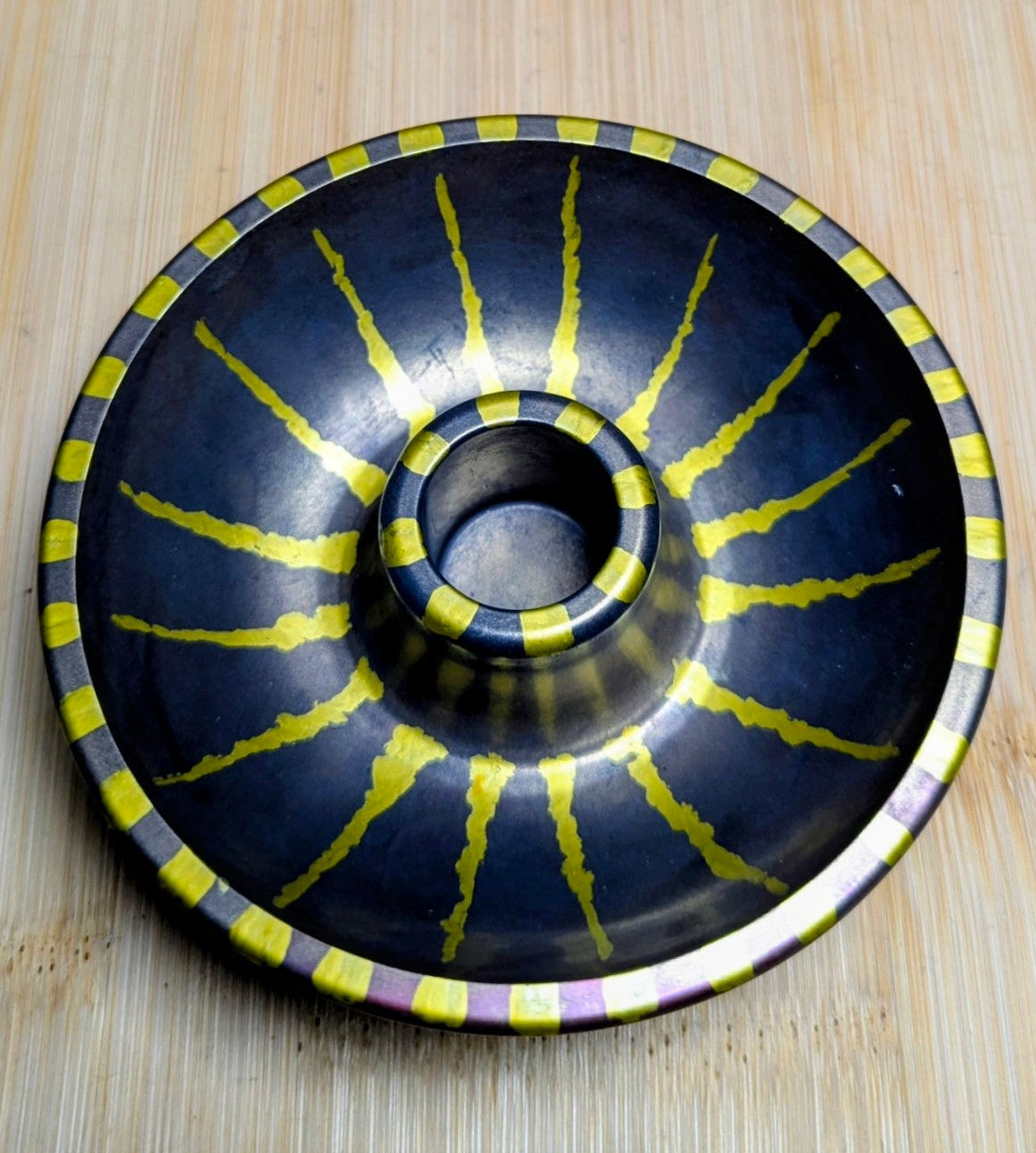 Celestial Handcrafted Ritual Candle Bowls with Gold Accents Unique Design for Spiritual Practices Hand Painted Cast from Jesmonite