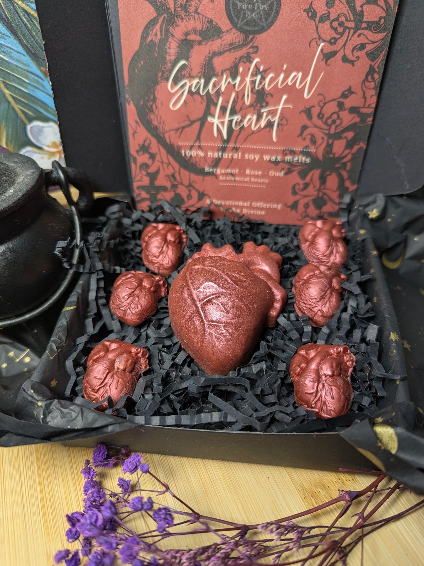 Sacrificial Heart Wax Melt Set – Bergamot Rose & Oud Gothic Anatomical Heart Wax Melts for Aromatic Home Fragrance