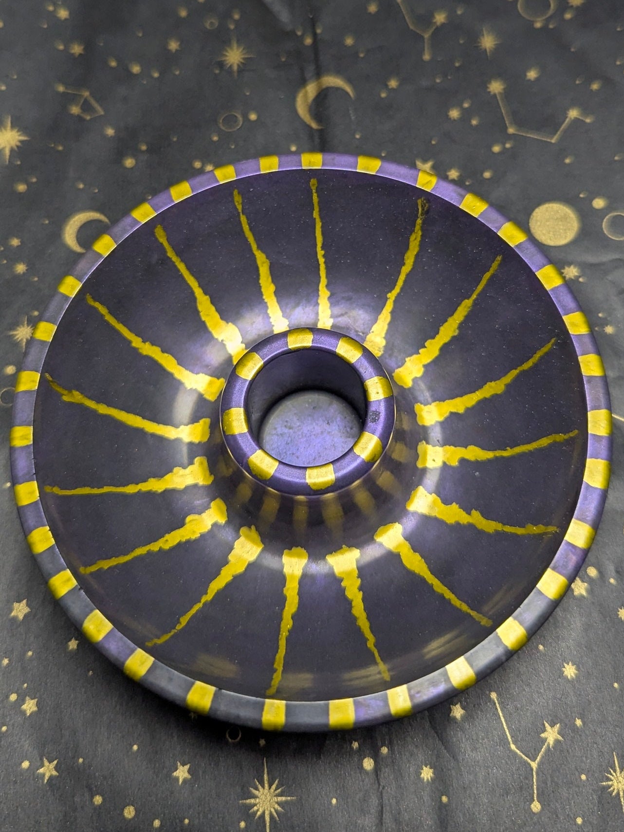 Celestial Handcrafted Ritual Candle Bowls with Gold Accents Unique Design for Spiritual Practices Hand Painted Cast from Jesmonite
