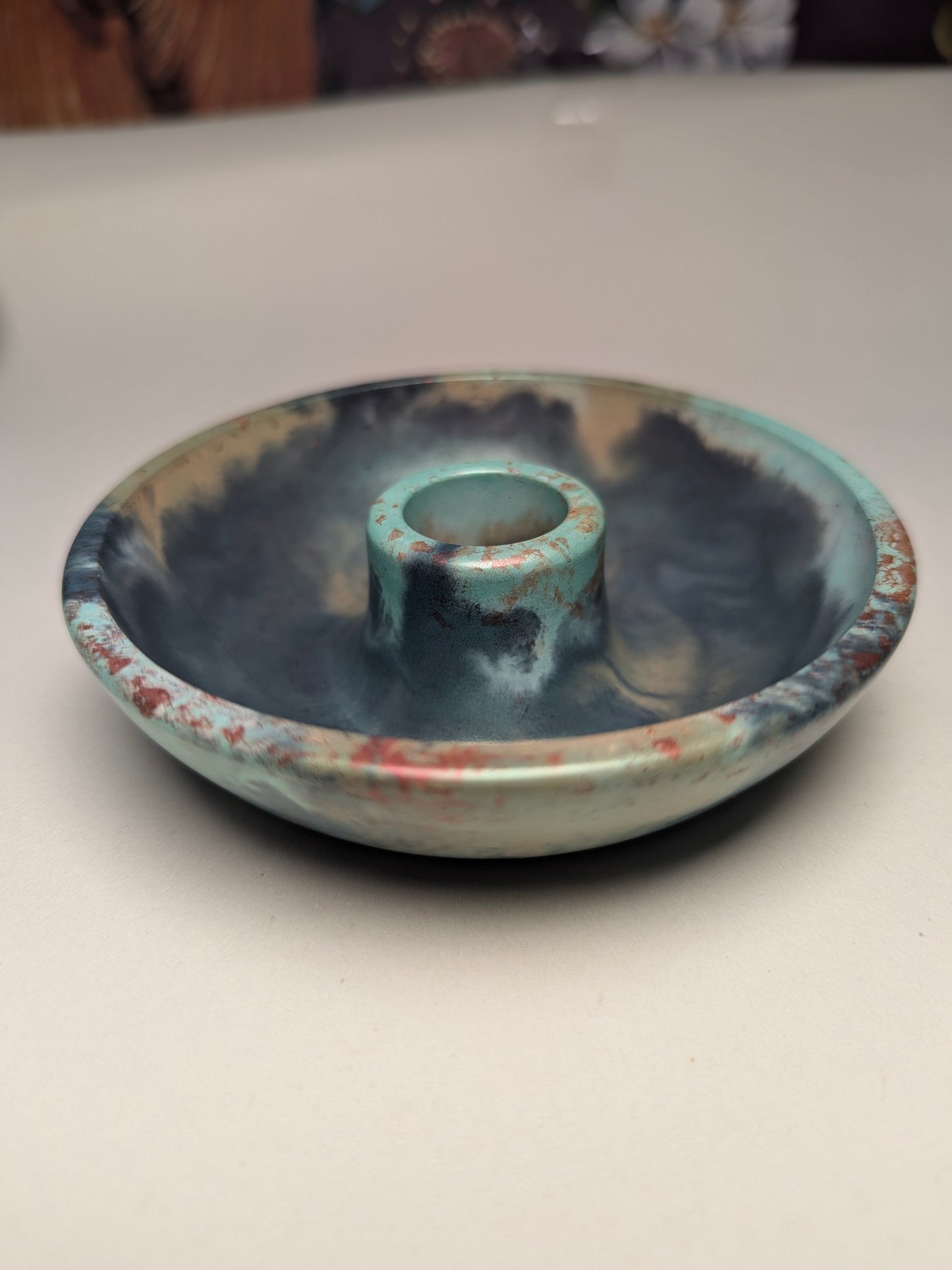 Handcrafted Ritual Candle Bowls Unique Abstract Design for Spiritual Practices Cast from Eco Friendly Jesmonite Material