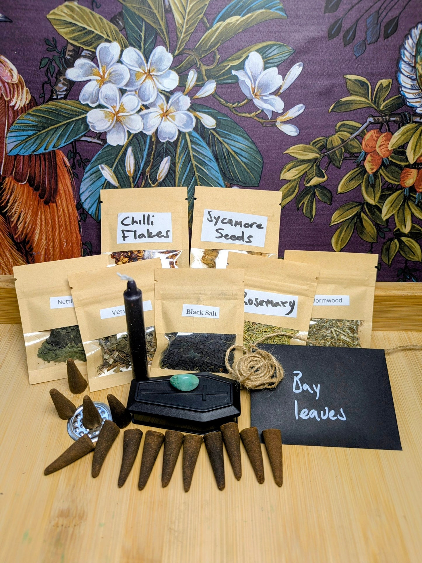 14 Night Habit-Breaking Ritual Kit Banish & Transformation Spell Set, New Moon to Full Moon with Wormwood, Rosemary, Vervain, Nettles, Chilli Flakes, Sycamore Seeds, Black Salt  Bay Leaves Incense & Coffin-Shaped Box for Spiritual Growth,