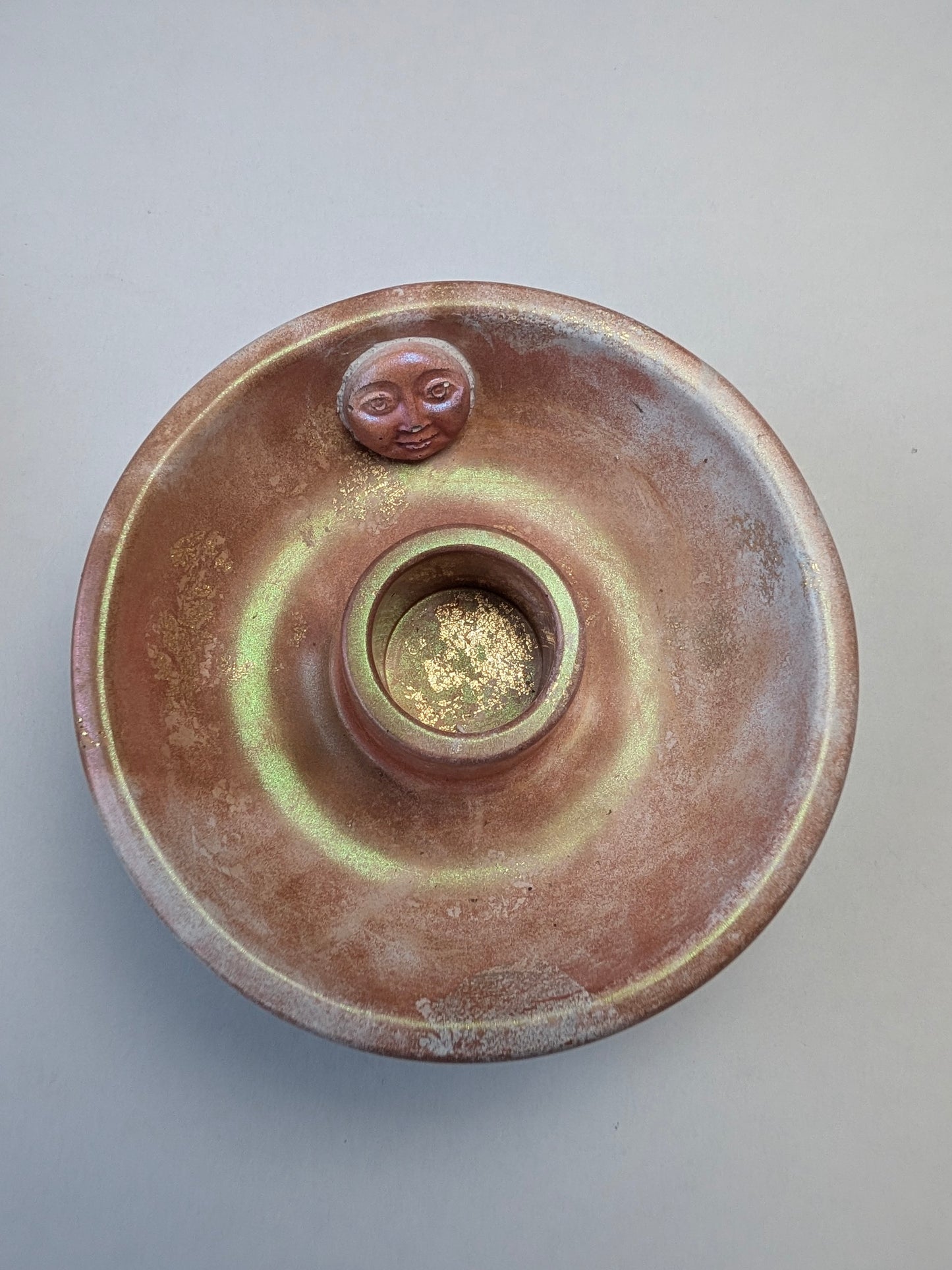 The Dusky Luna Collection Ritual Handmade Candle Holder Bowls in Pink Apricot and Gold with Scallop Designs