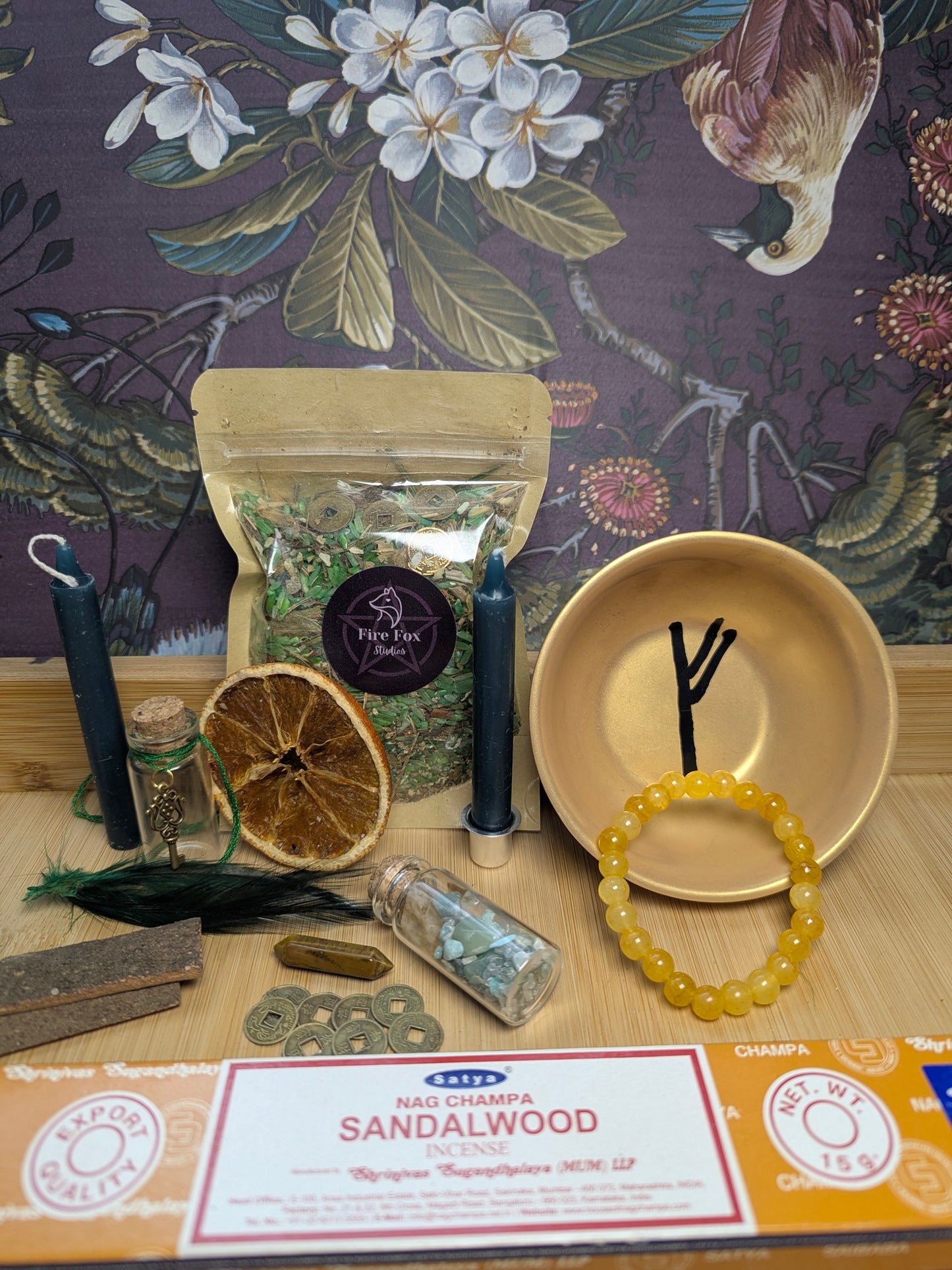 Money Bowl Manifestation Spell Kit Charged for Abundance Prosperity Luck with Green Rice 8 Chinese Coins Spell Jars Candles Crystals Incense Gift Set