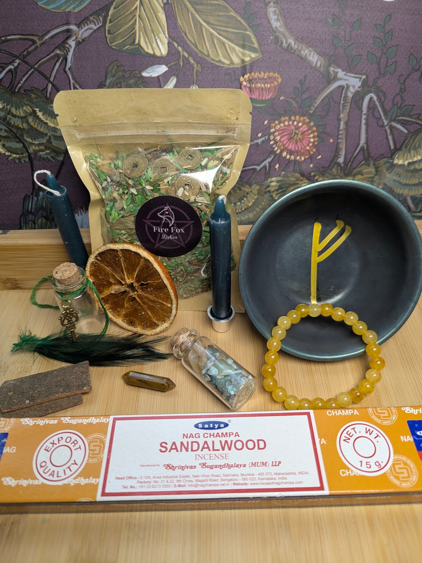 Money Bowl Manifestation Spell Kit Charged for Abundance Prosperity Luck with Green Rice 8 Chinese Coins Spell Jars Candles Crystals Incense Gift Set