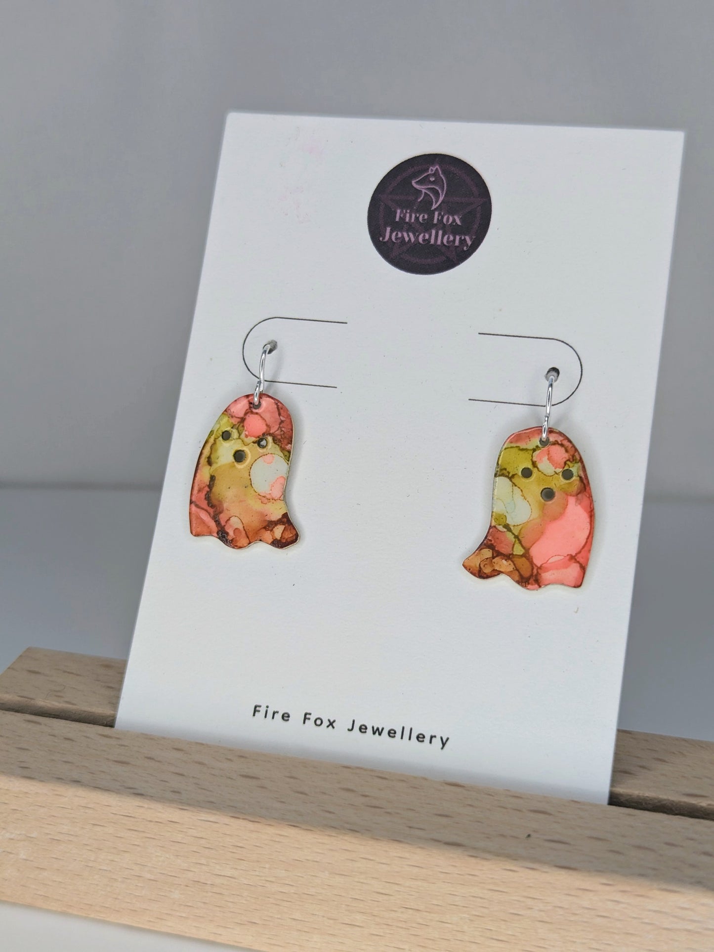 Enamel Ghost Earrings: Handmade Sterling Silver Hooks, Gothic Jewellery