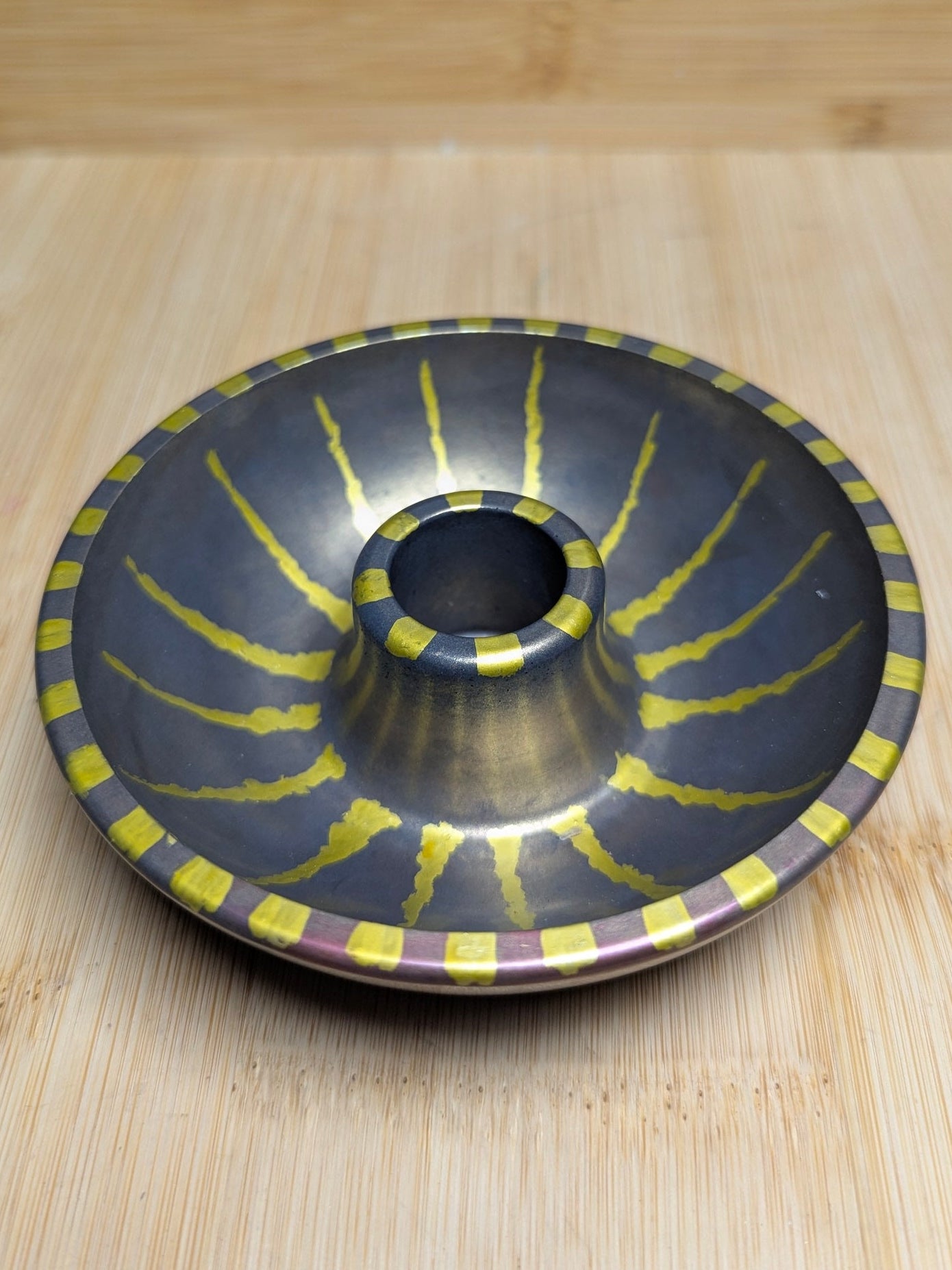 Celestial Handcrafted Ritual Candle Bowls with Gold Accents Unique Design for Spiritual Practices Hand Painted Cast from Jesmonite