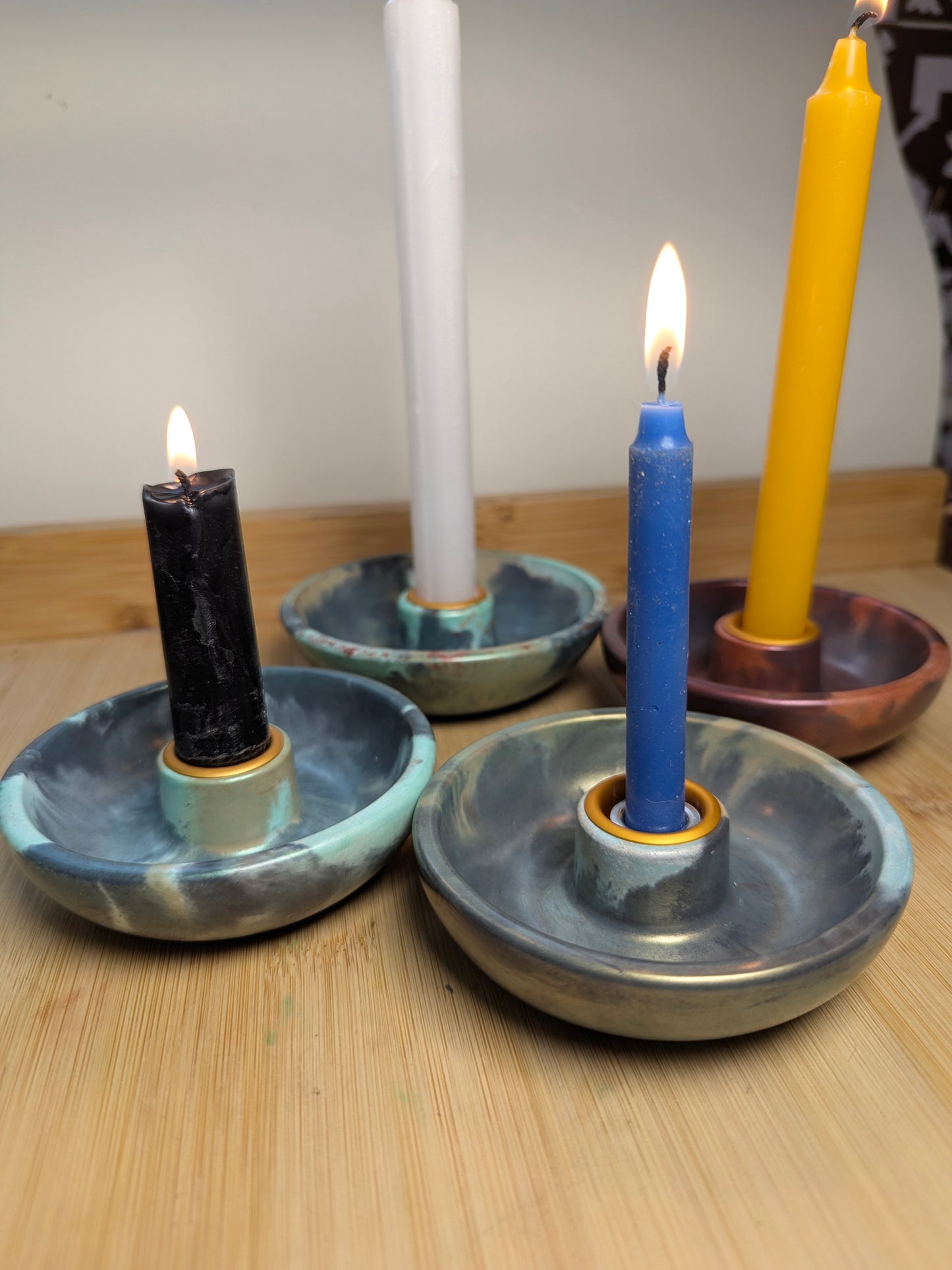 Handcrafted Ritual Candle Bowls Unique Abstract Design for Spiritual Practices Cast from Eco Friendly Jesmonite Material