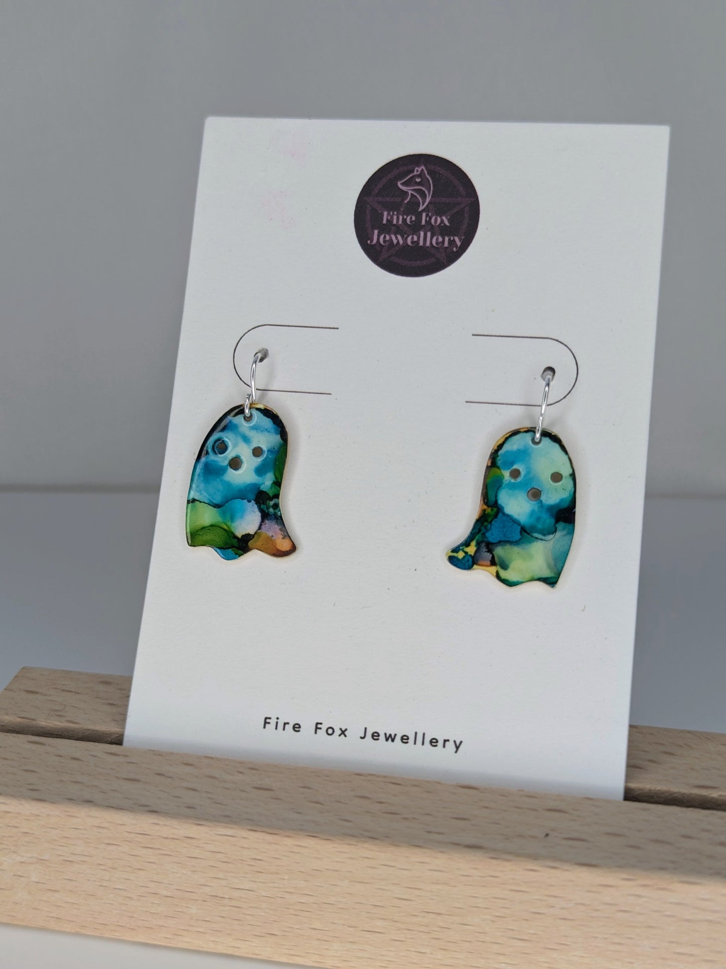 Enamel Ghost Earrings: Handmade Sterling Silver Hooks, Gothic Jewellery