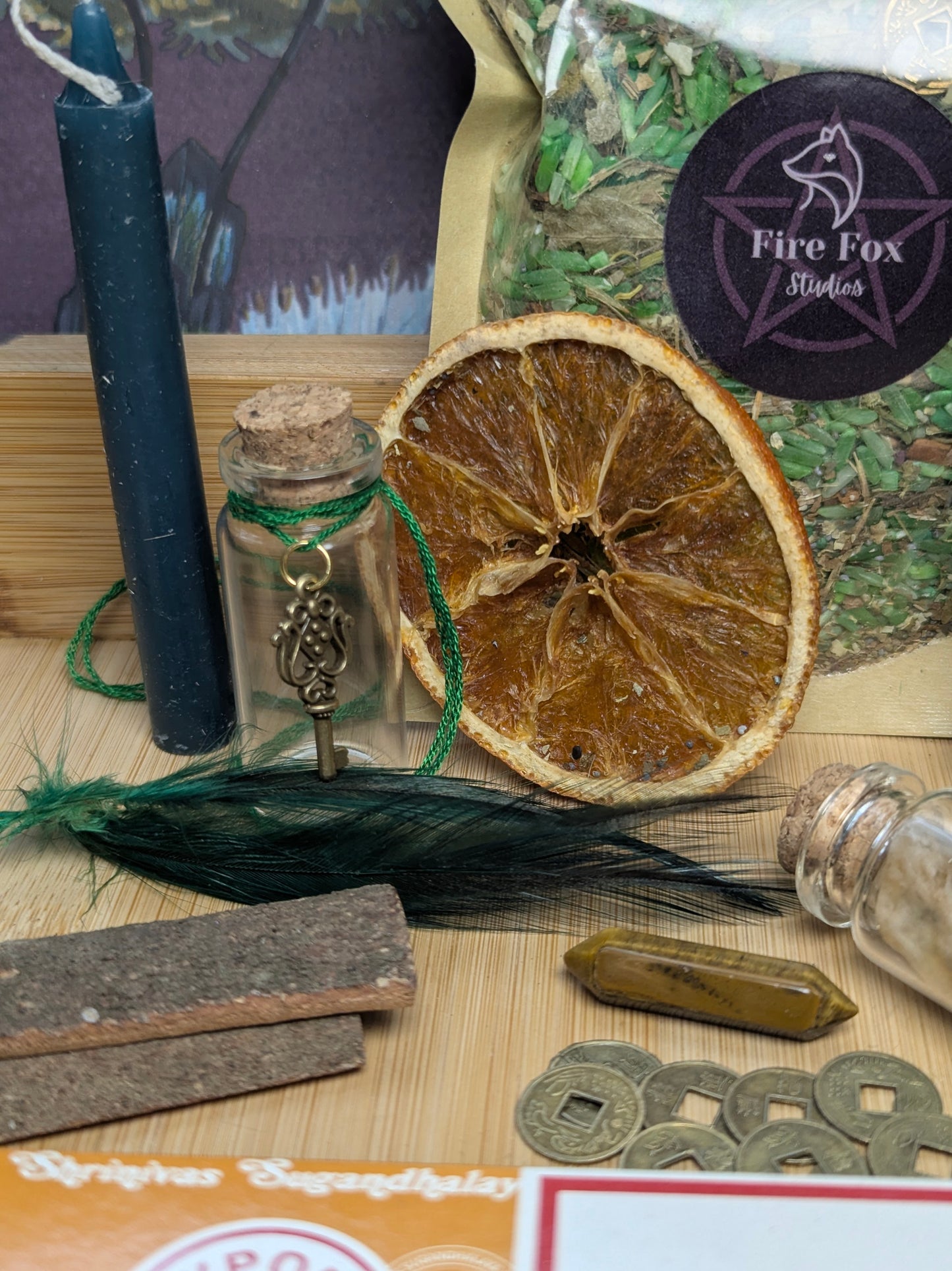 Money Bowl Manifestation Spell Kit Charged for Abundance Prosperity Luck with Green Rice 8 Chinese Coins Spell Jars Candles Crystals Incense Gift Set