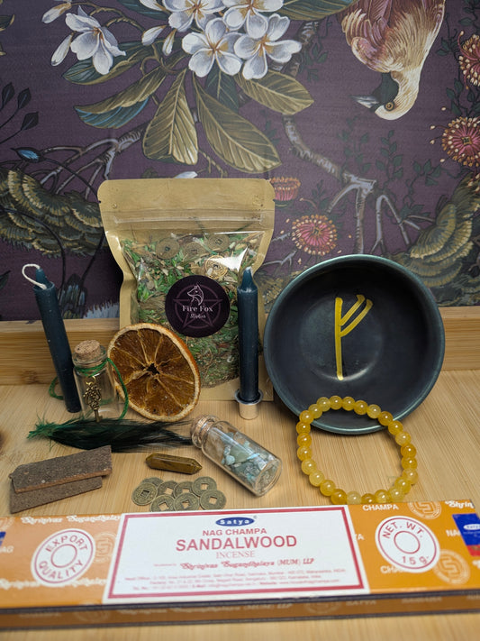 Money Bowl Manifestation Spell Kit Charged for Abundance Prosperity Luck with Green Rice 8 Chinese Coins Spell Jars Candles Crystals Incense Gift Set