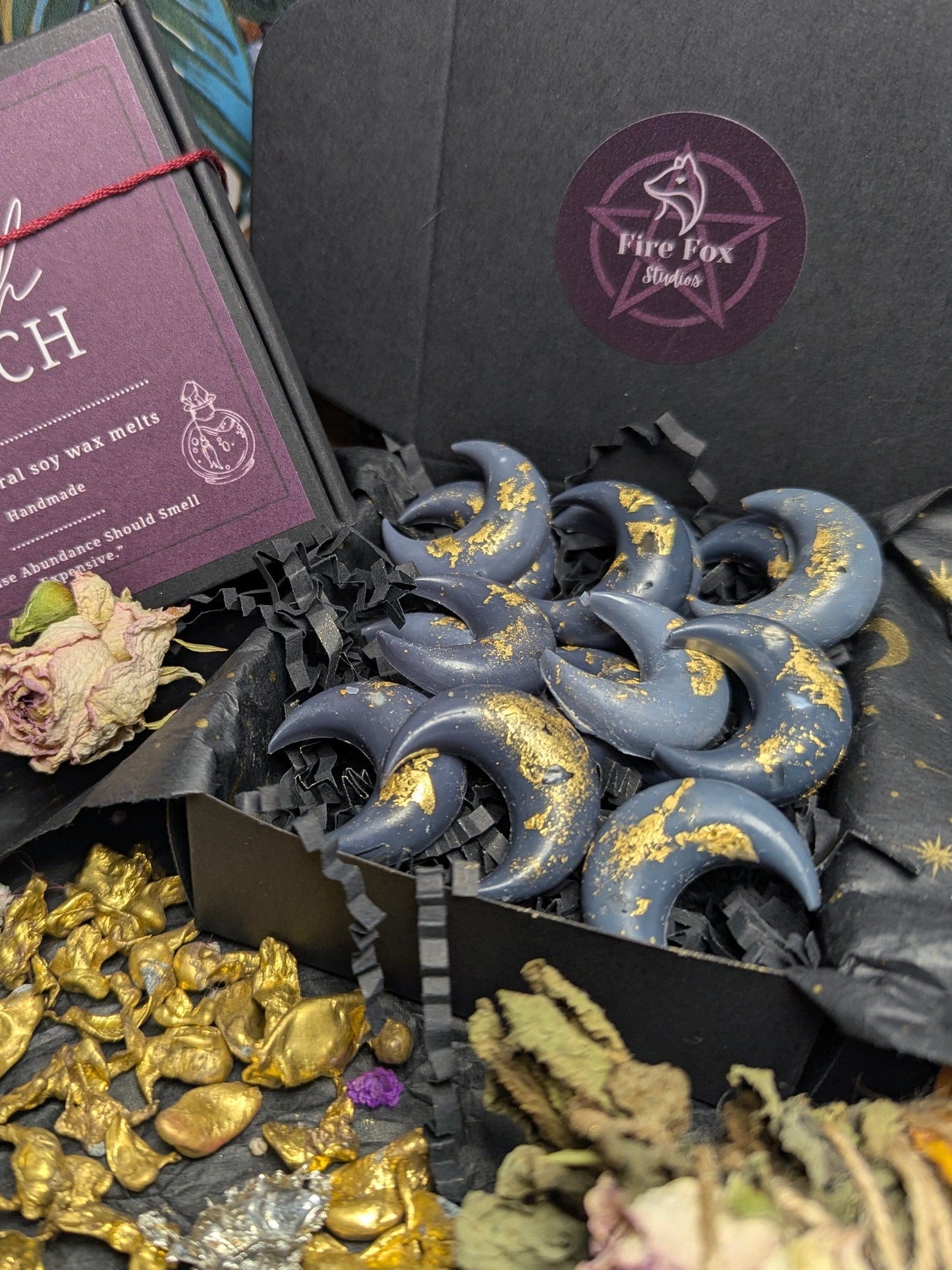Rich Witch Wax Melts 15 Dark Moon Melts 24karat Gold and Citrine. Baccarat inspired Rouge 540 Luxury Fragrance Wax Melts
