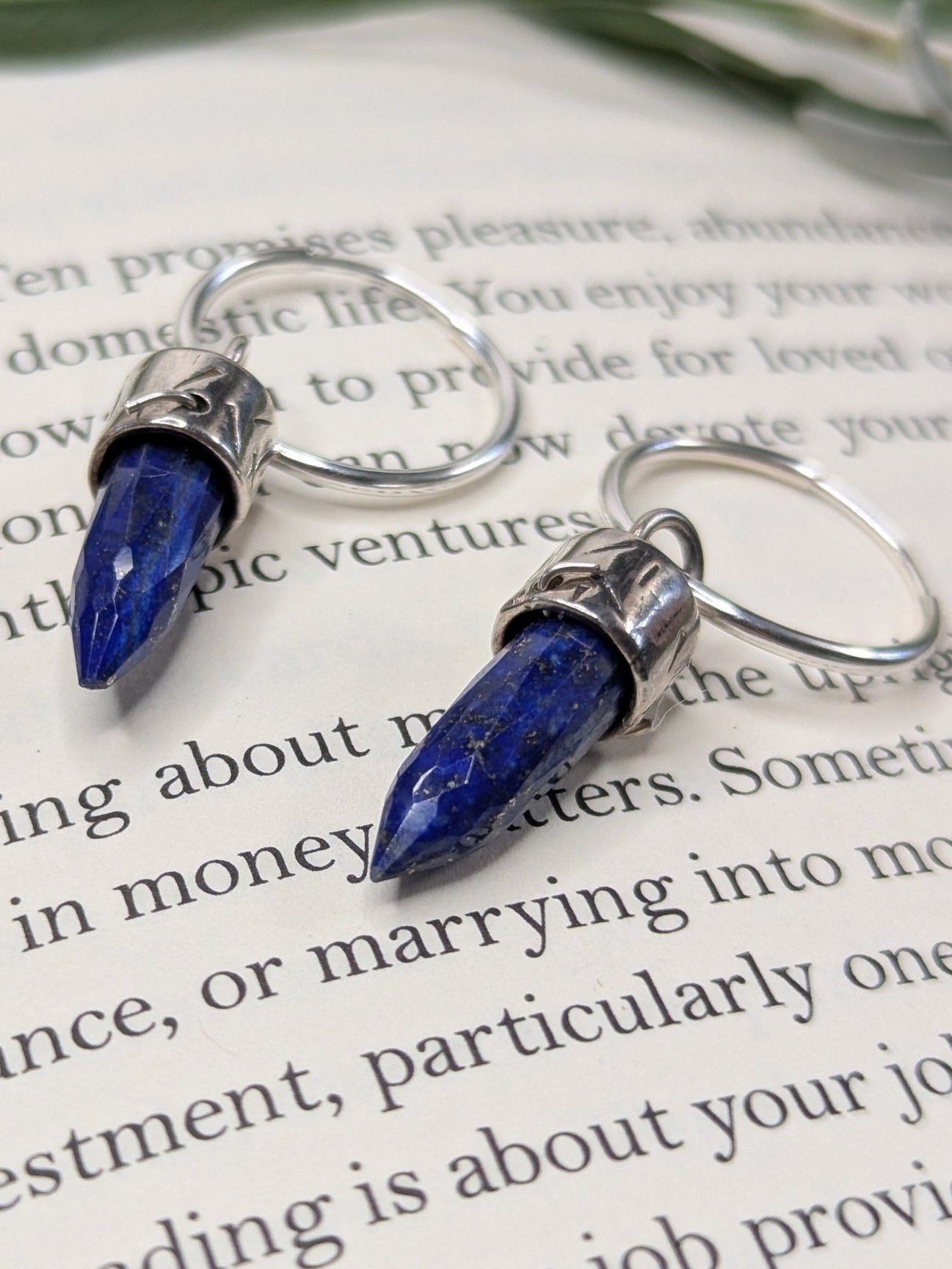 Lapis Lazuli Bullet Crystal Earrings — Sterling Silver Hoops for Truth & Inner Wisdom