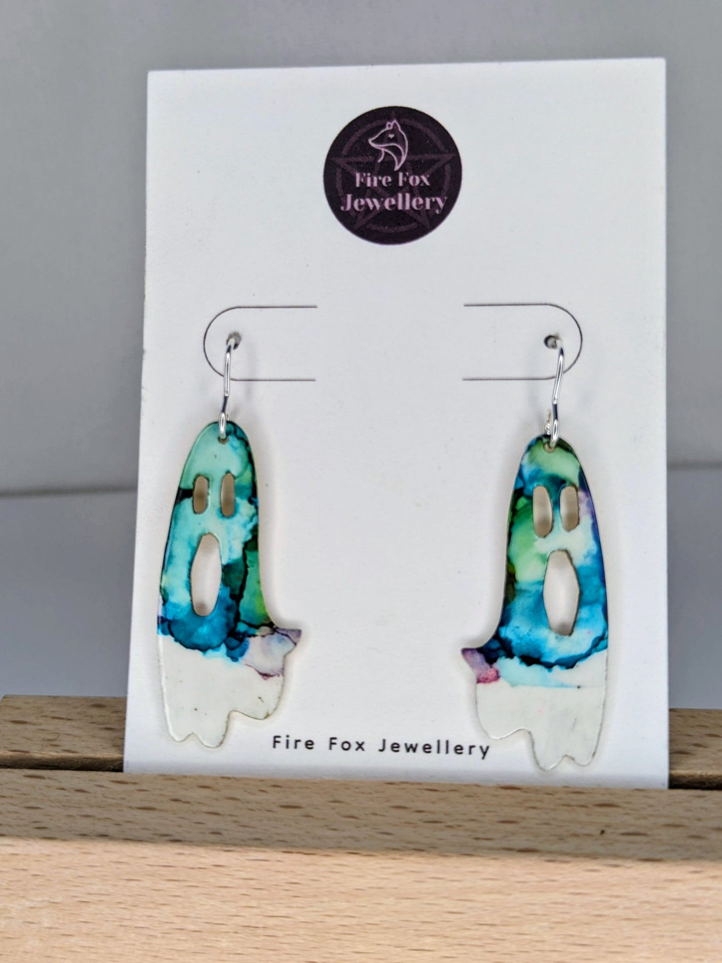 Enamel Ghost Earrings: Handmade Sterling Silver Hooks, Gothic Jewellery