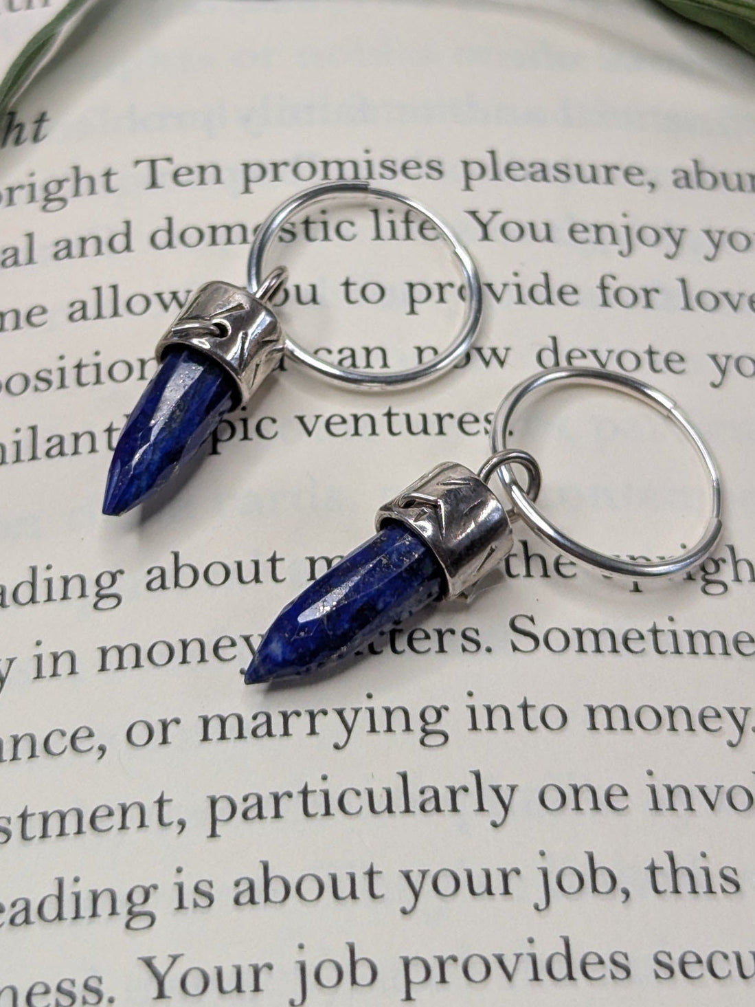 Lapis Lazuli Bullet Crystal Earrings — Sterling Silver Hoops for Truth & Inner Wisdom
