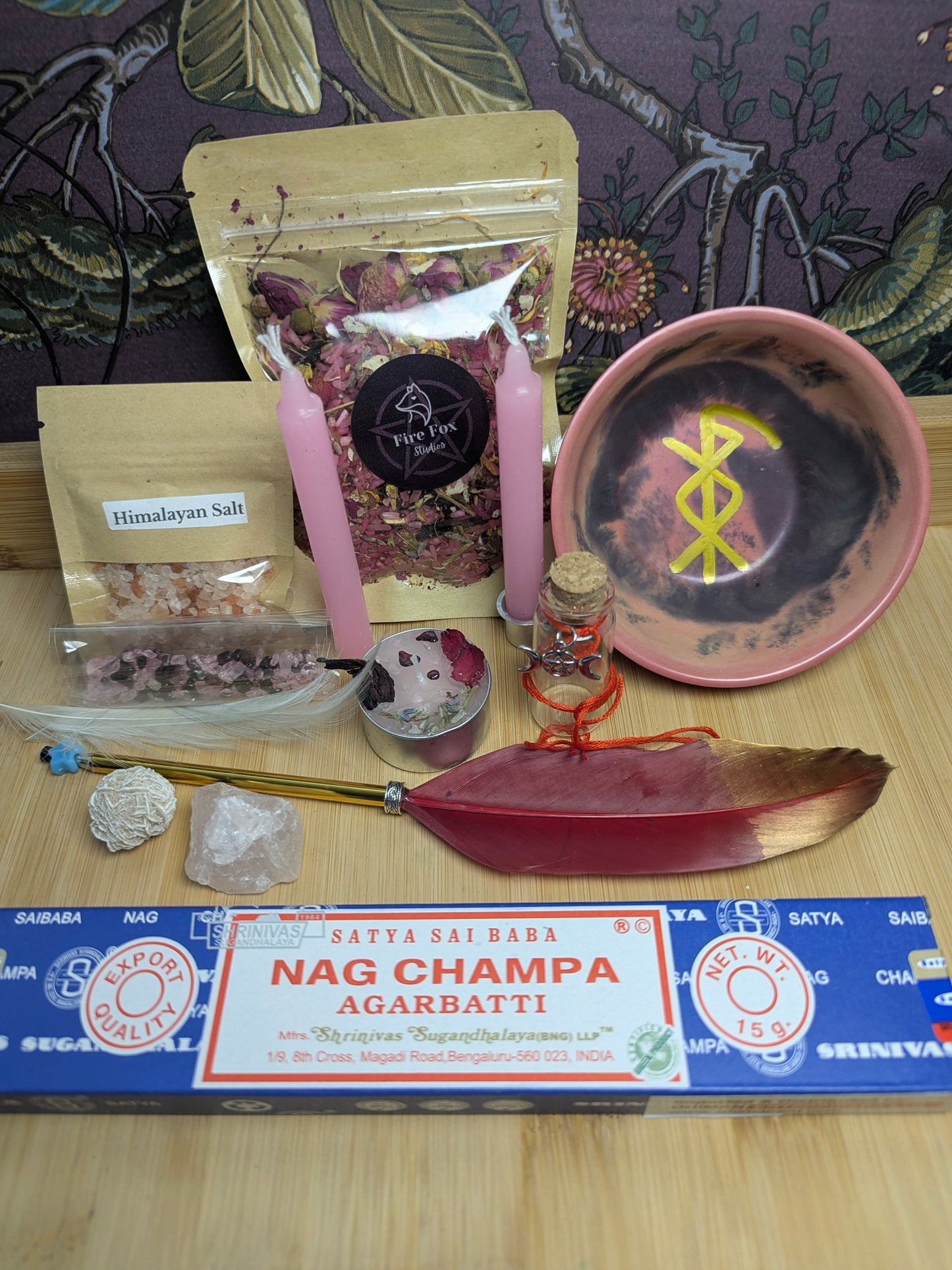 Self Love & Confidence Ritual Kit. Make your own Self Love Spell Jar, Includes Cherry scented  Botanical Mix, Crystals and Candles Ritual Gift set