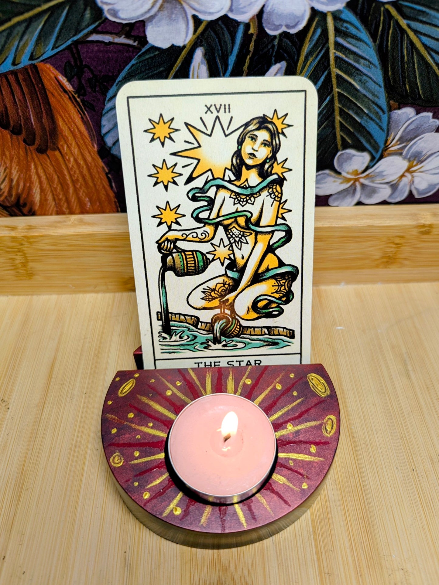 Celestial Flame Tarot & Tea Light Holder