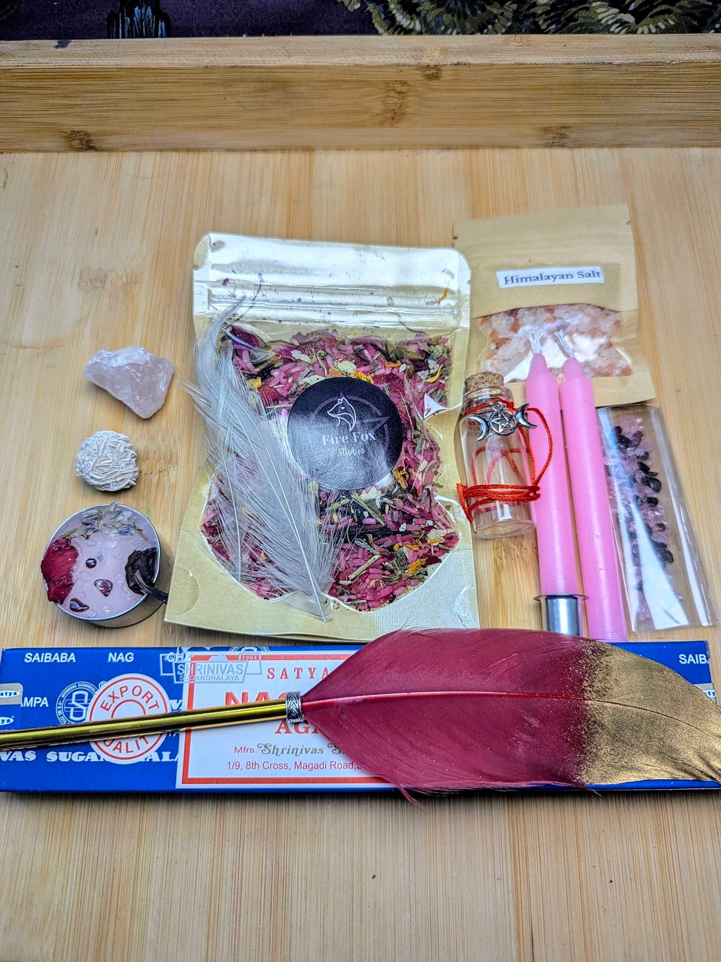 Self Love & Confidence Ritual Kit. Make your own Self Love Spell Jar, Includes Cherry scented  Botanical Mix, Crystals and Candles Ritual Gift set