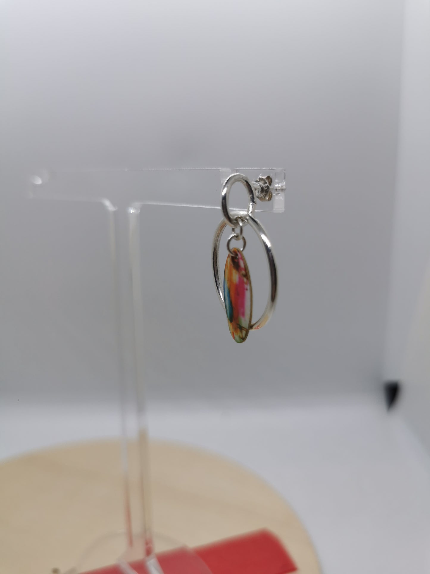 'Colour Pop' Silver and enamel brass earrings.