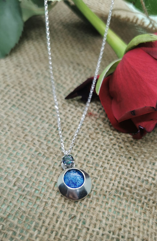 Silver Necklace with Mystic Fire Topaz.